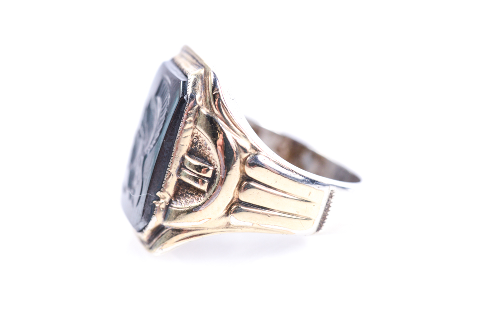 Sterling Silver and 10K White Gold Hematite Ring