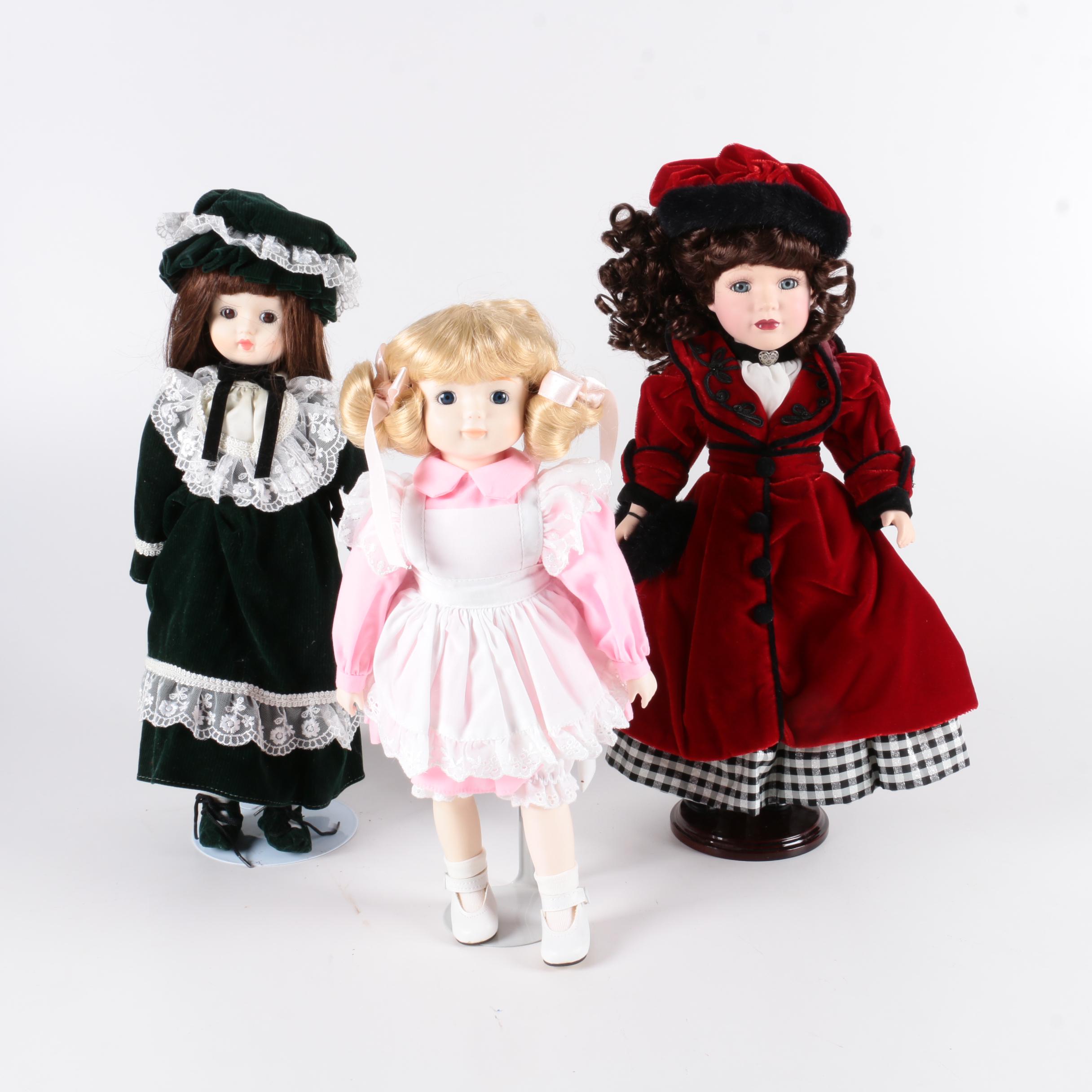 Collection of Porcelain and Plastic Dolls