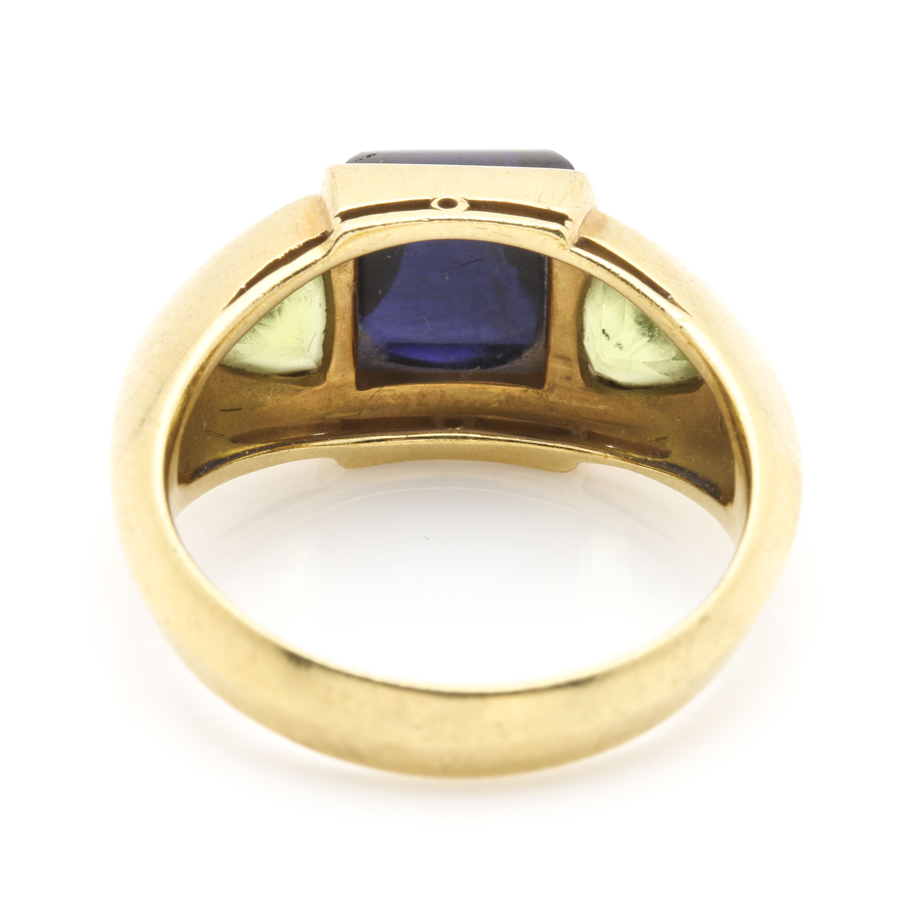 Larry Seegers 18K Yellow Gold Iolite and Peridot Ring