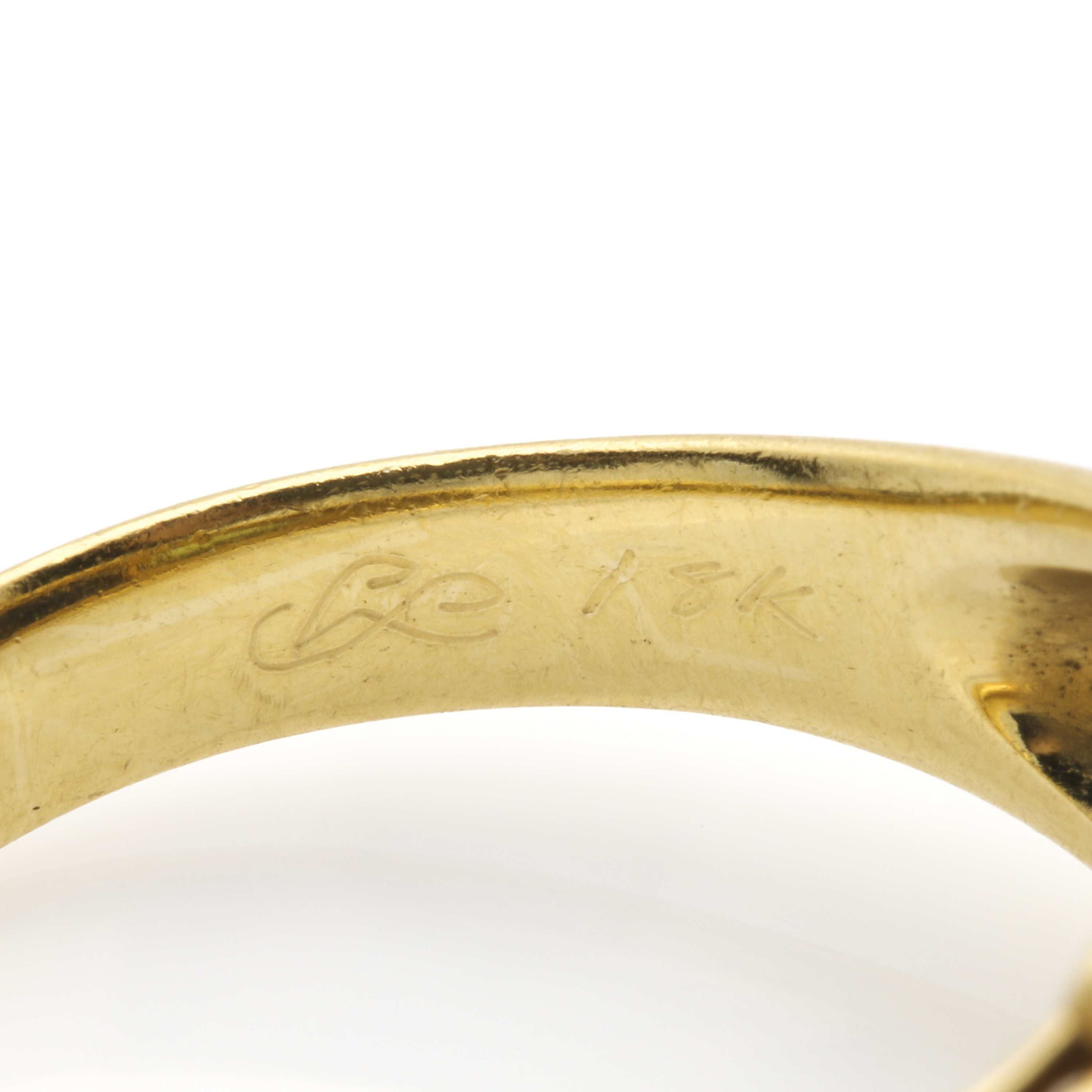 Larry Seegers 18K Yellow Gold Iolite and Peridot Ring