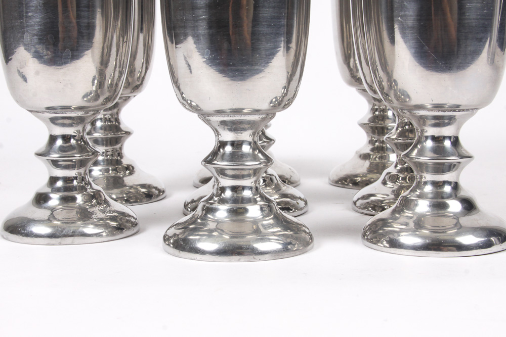 Set of Pewter Goblets and a Pewter Pitcher