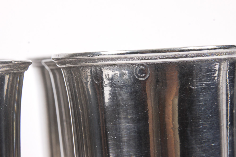 Set of Pewter Goblets and a Pewter Pitcher