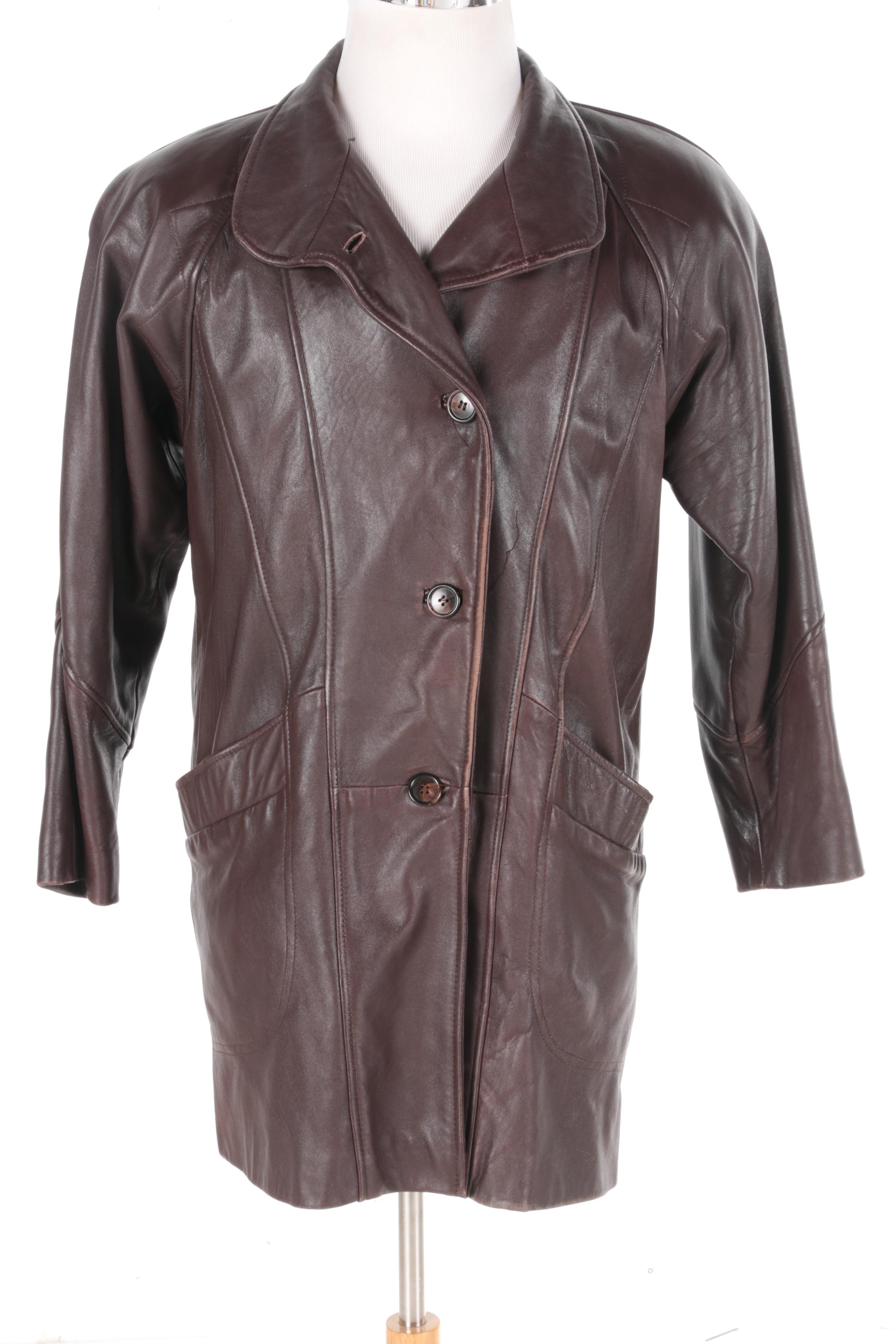 Coyote Fur Knit Jacket/Vest and Brown Leather Jacket