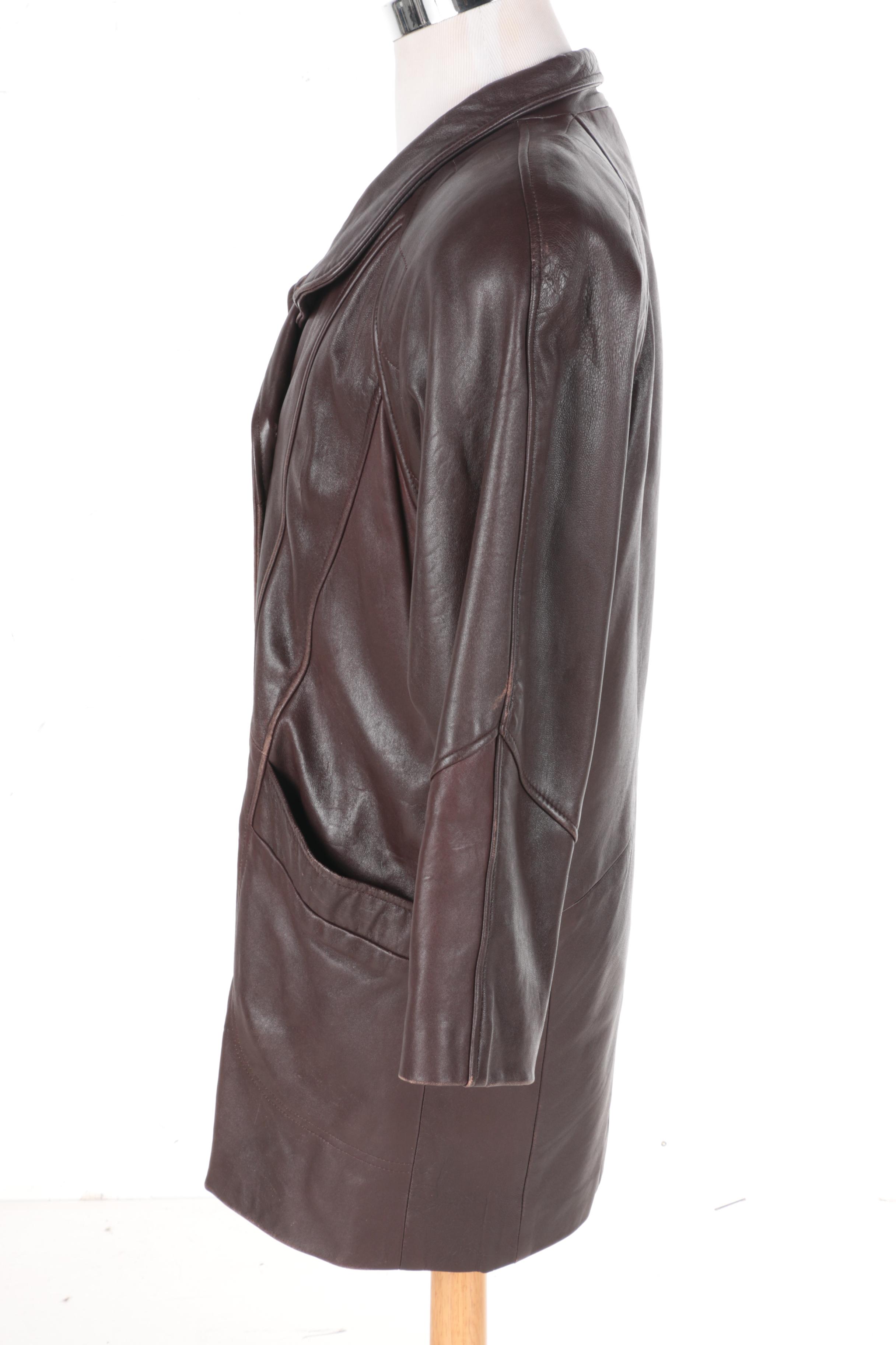 Coyote Fur Knit Jacket/Vest and Brown Leather Jacket