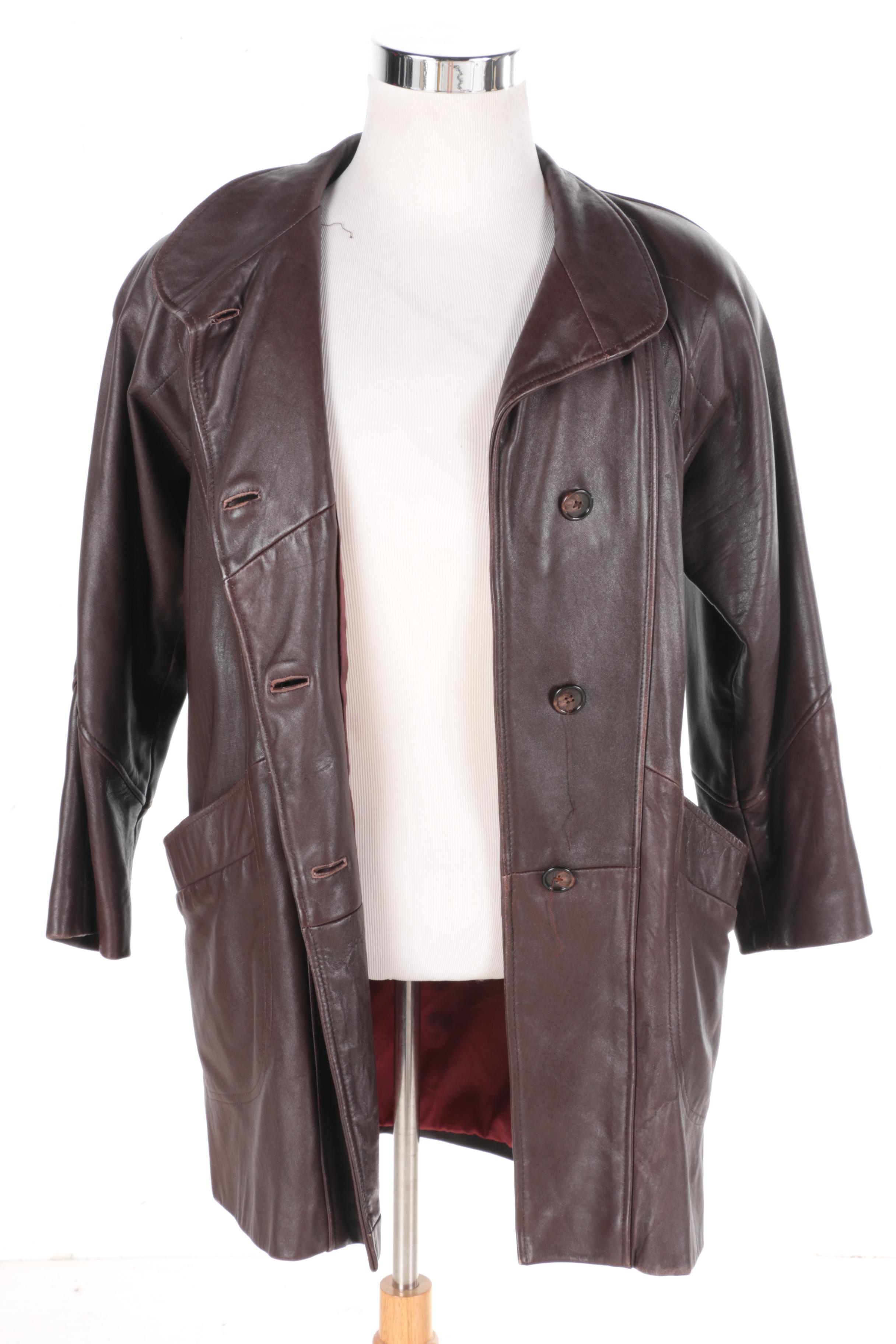 Coyote Fur Knit Jacket/Vest and Brown Leather Jacket