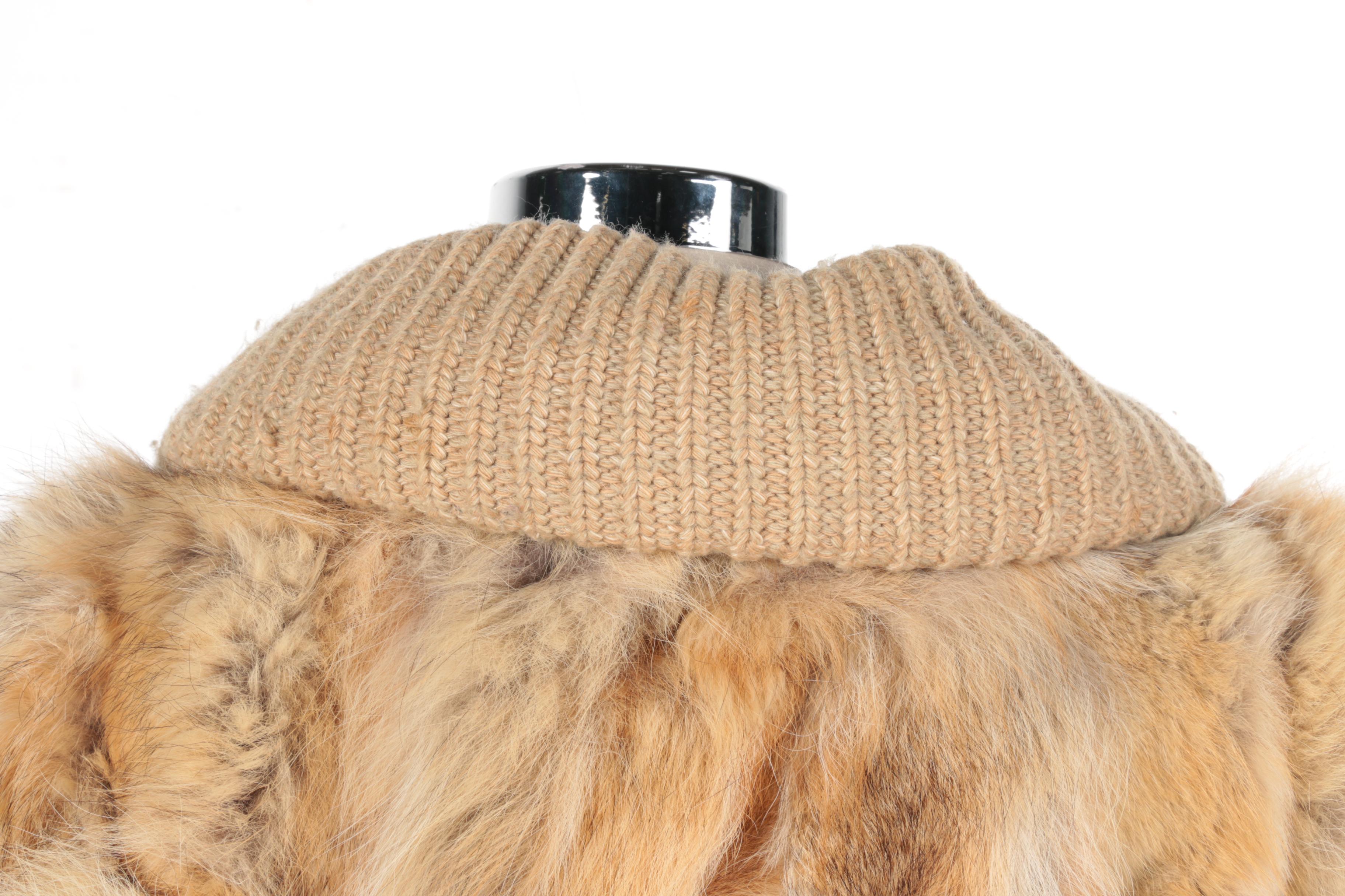 Coyote Fur Knit Jacket/Vest and Brown Leather Jacket