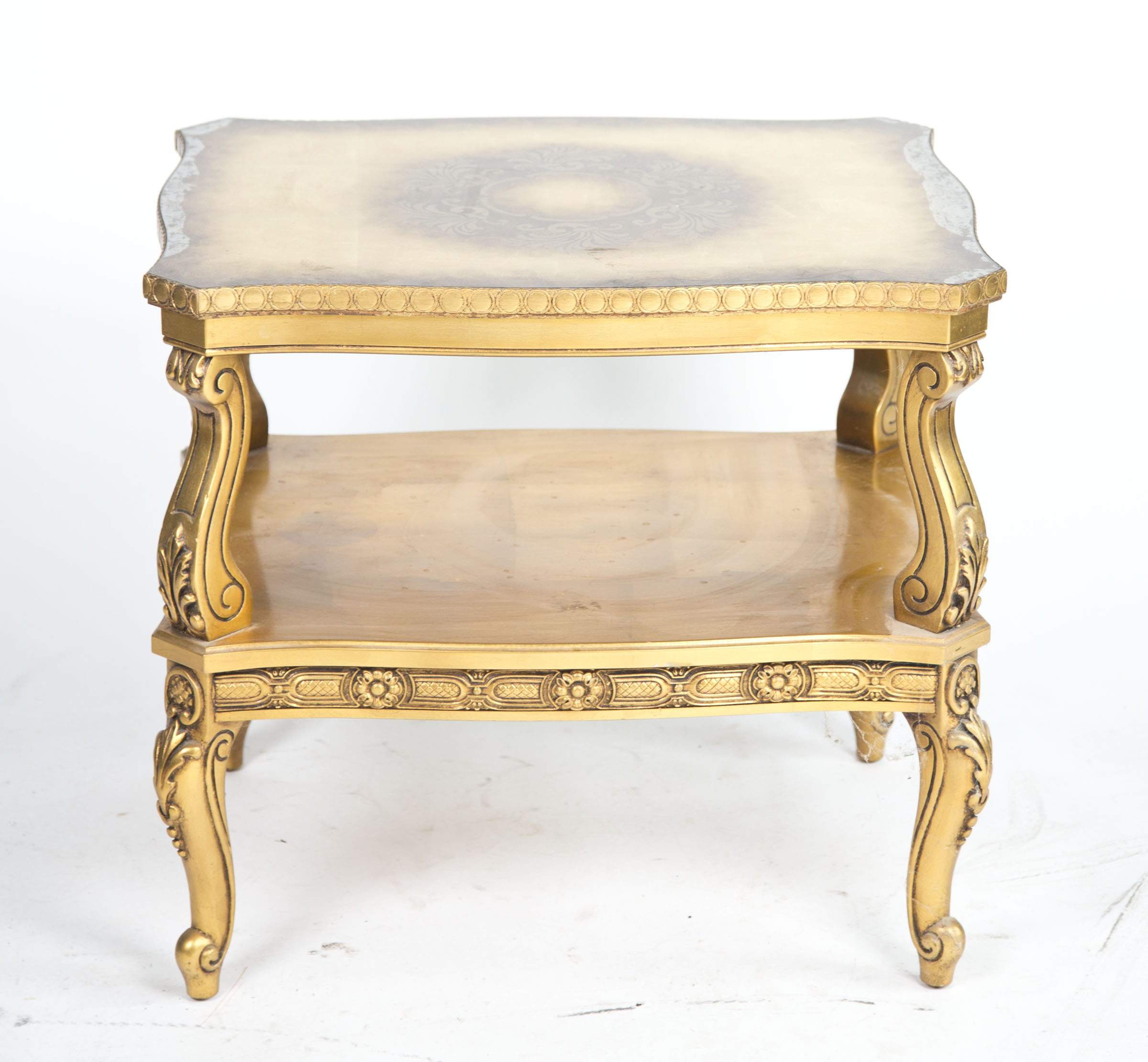 Italian Rococo Style Gilt Side Table with Two Tiers