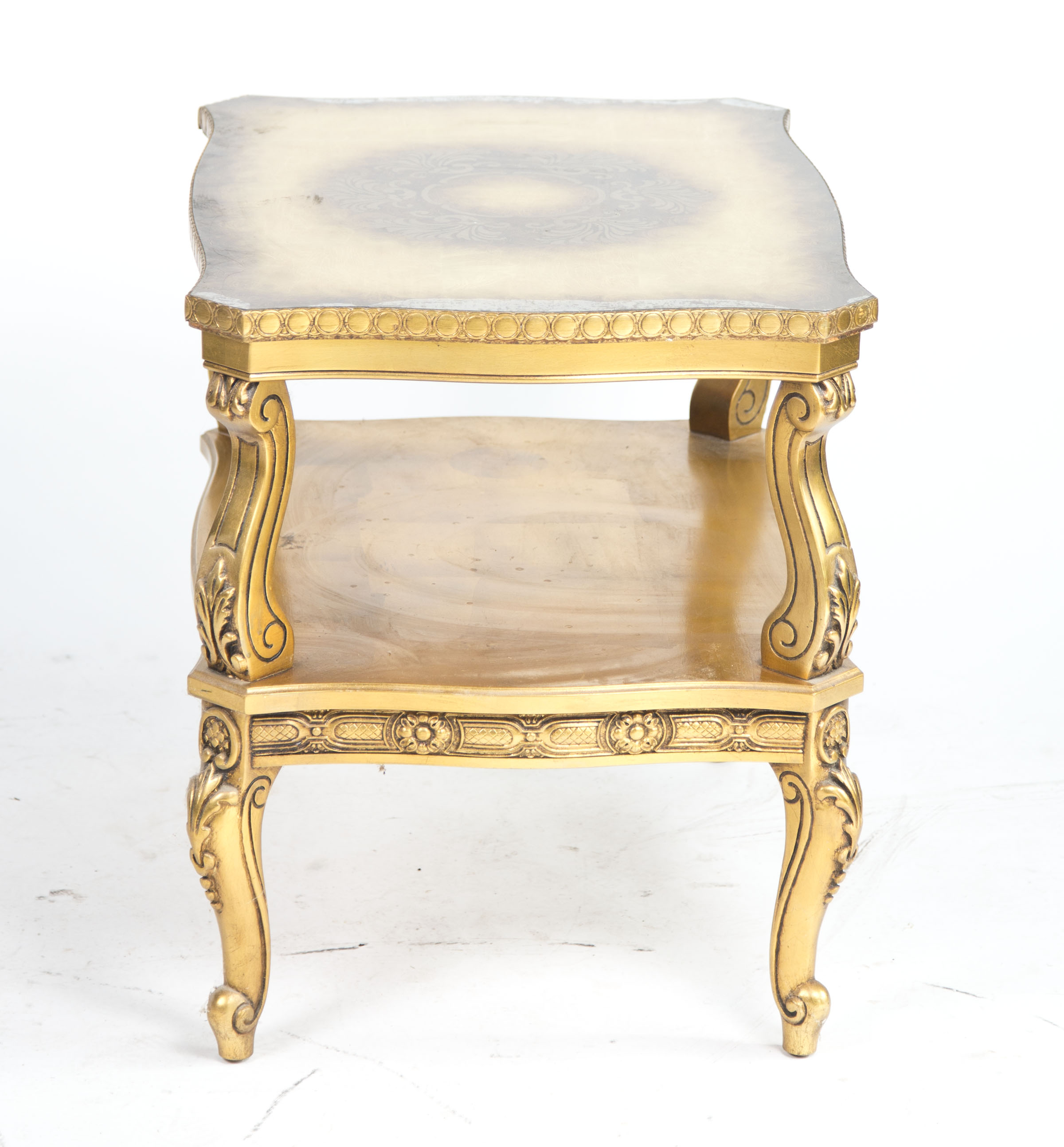 Italian Rococo Style Gilt Side Table with Two Tiers