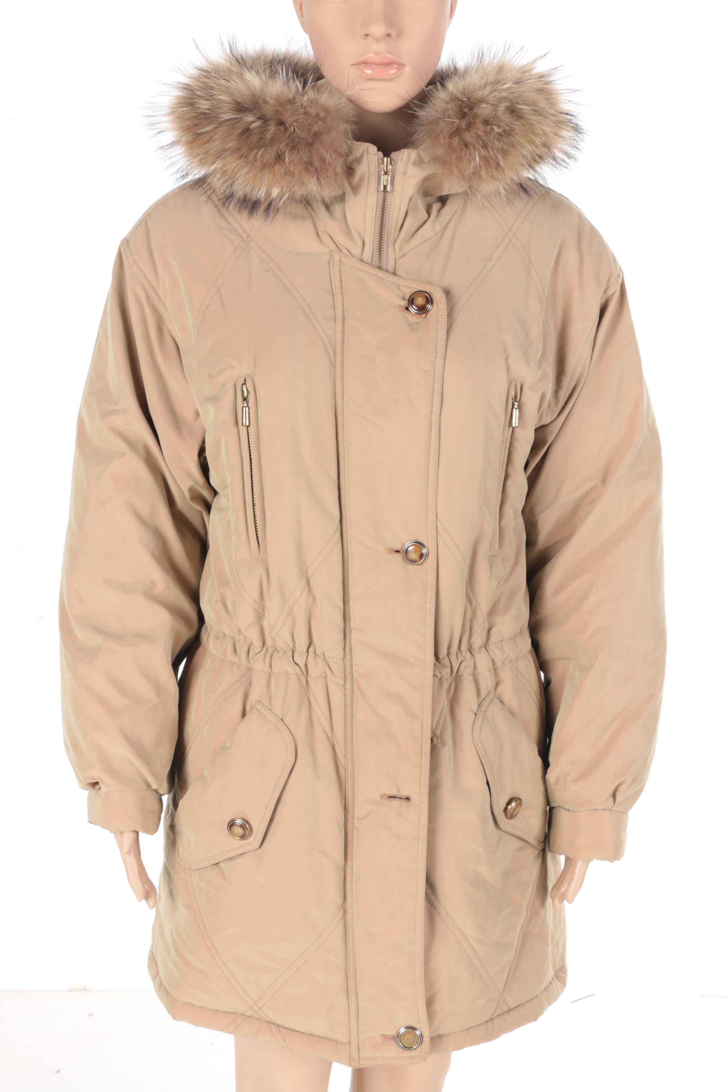 Fur and Leather Coats With Matching Scarf