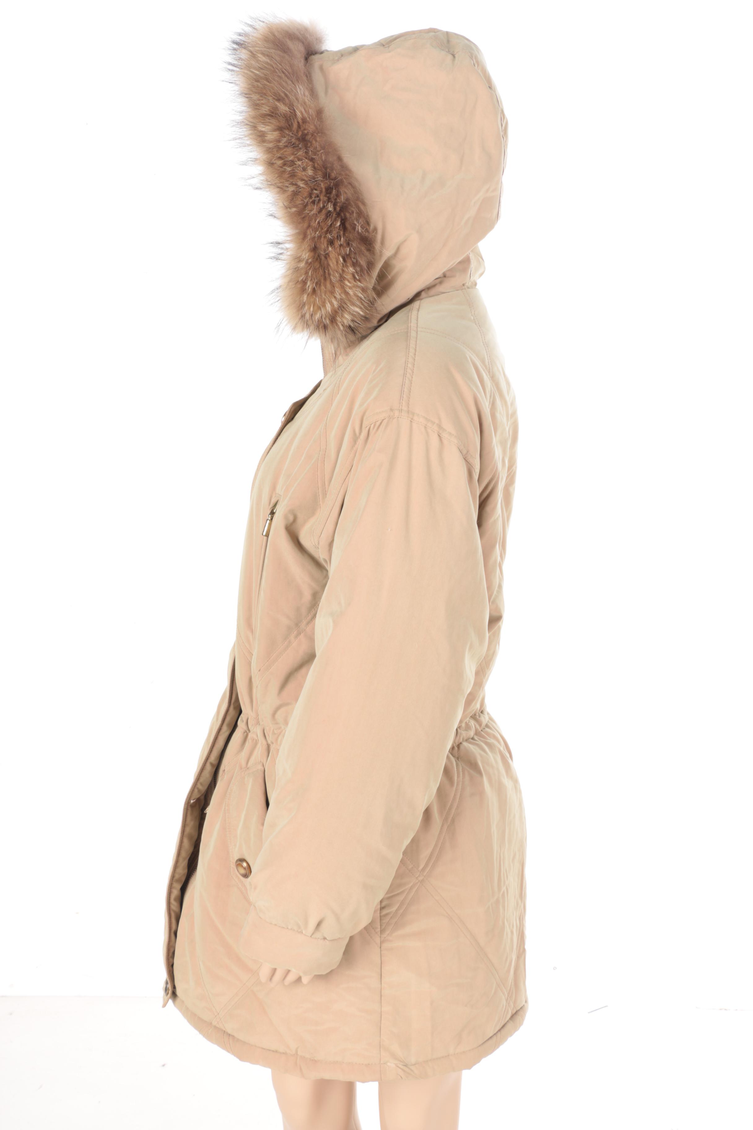 Fur and Leather Coats With Matching Scarf