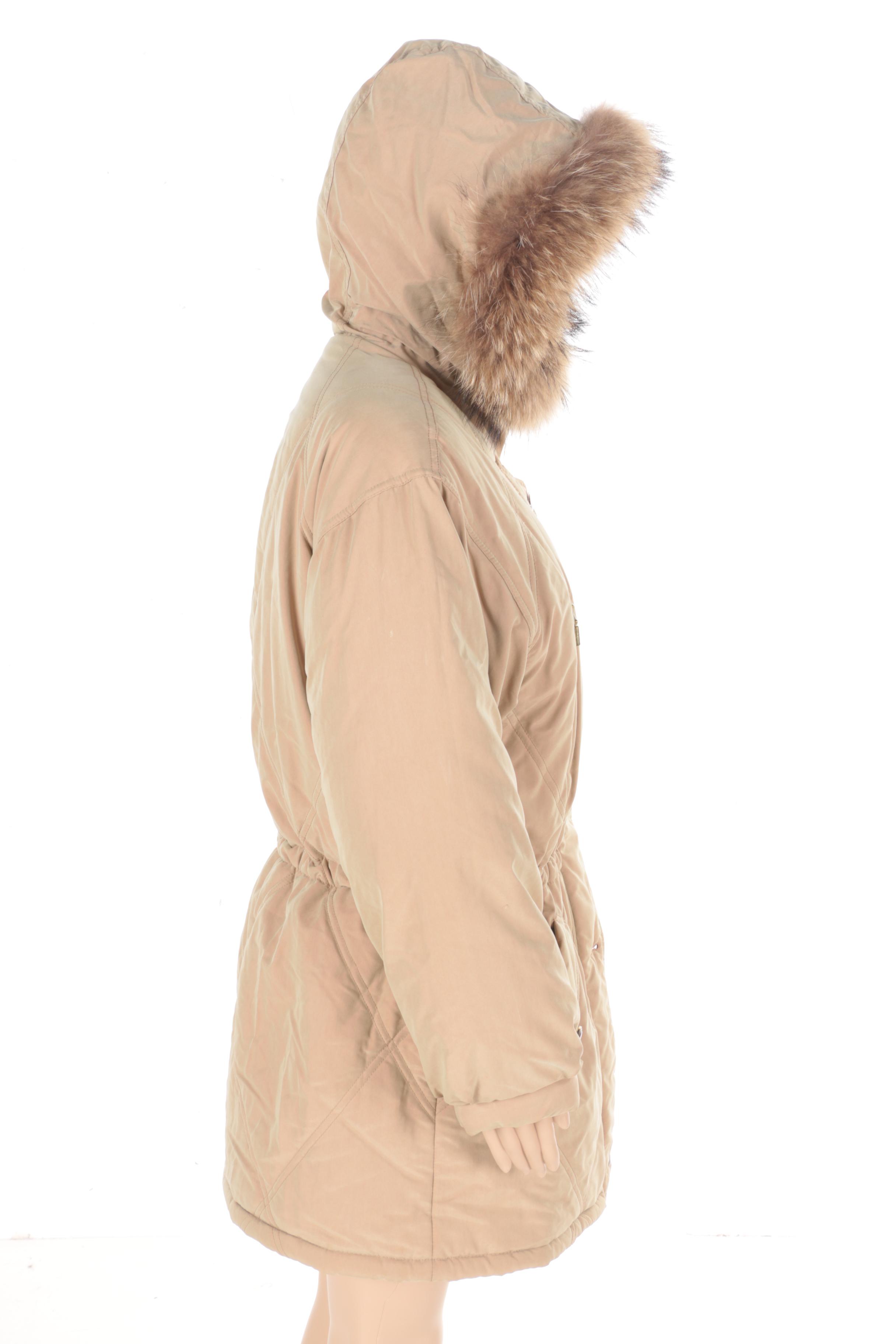 Fur and Leather Coats With Matching Scarf