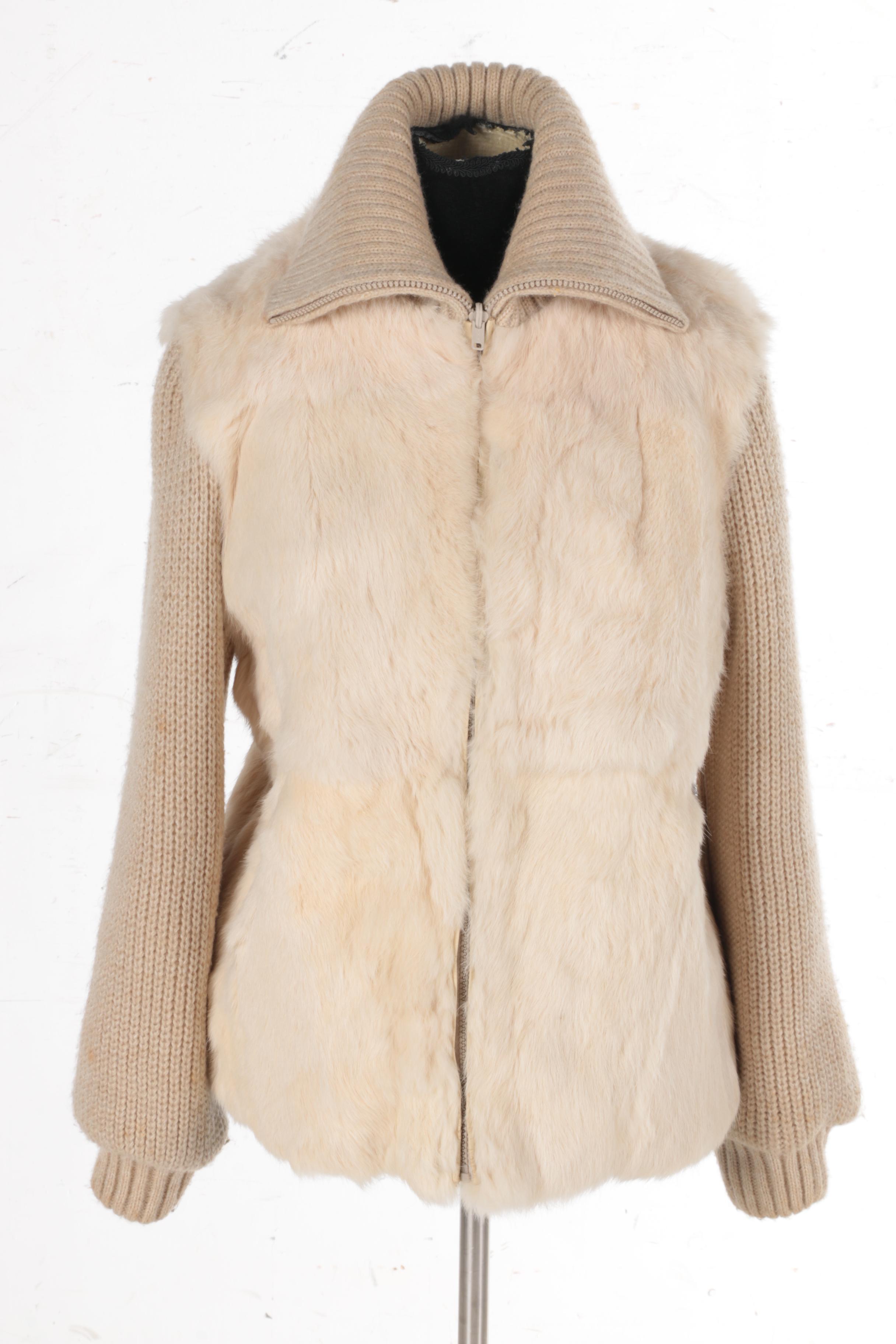 Fur and Leather Coats With Matching Scarf