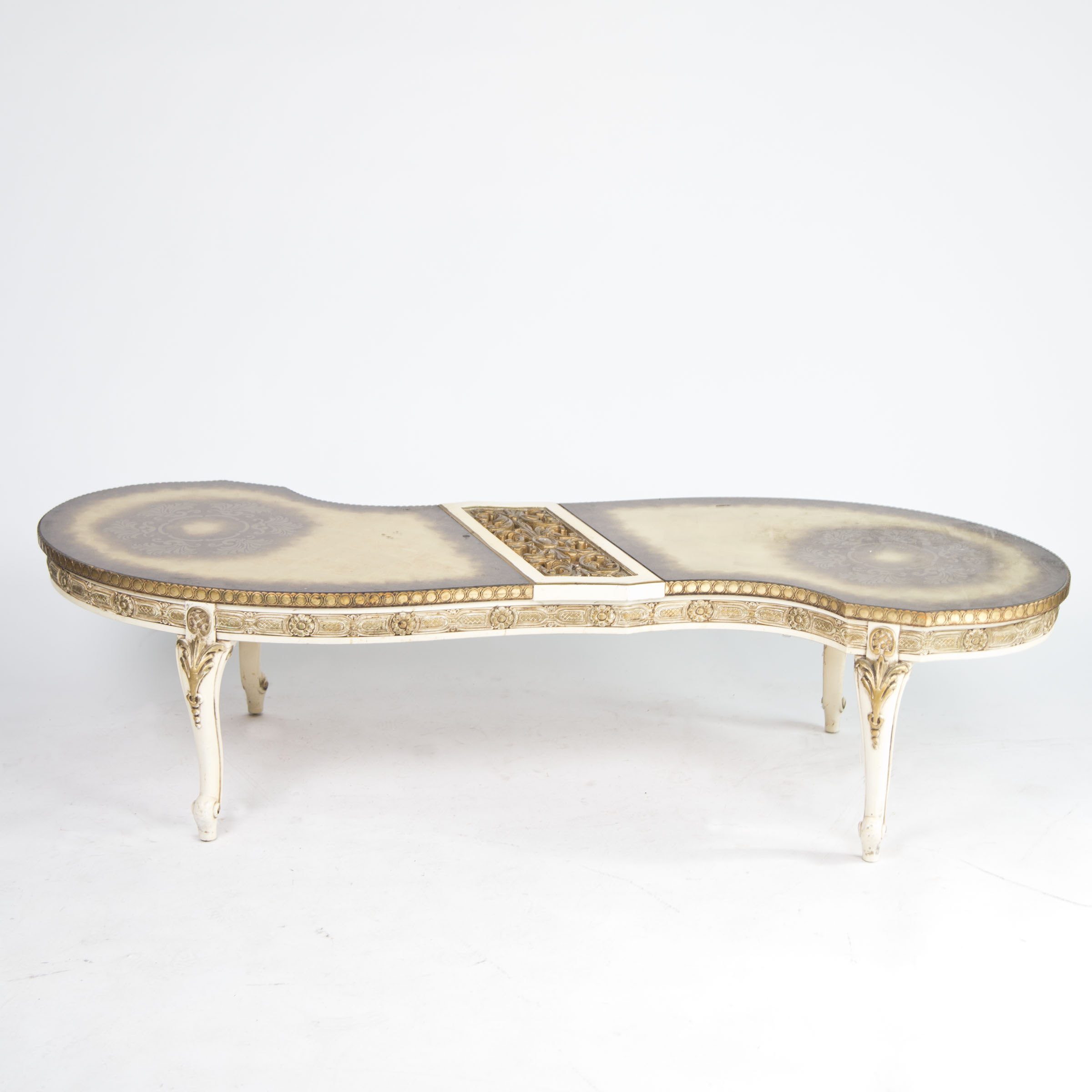 Italian Rococo Style Crème Peinte and Parcel Gilt Coffee Table
