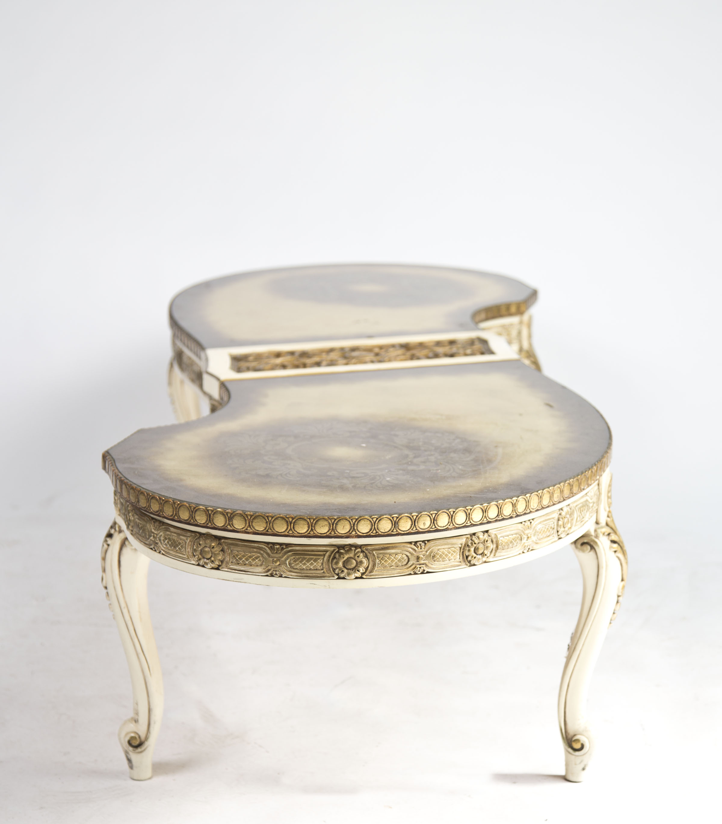 Italian Rococo Style Crème Peinte and Parcel Gilt Coffee Table