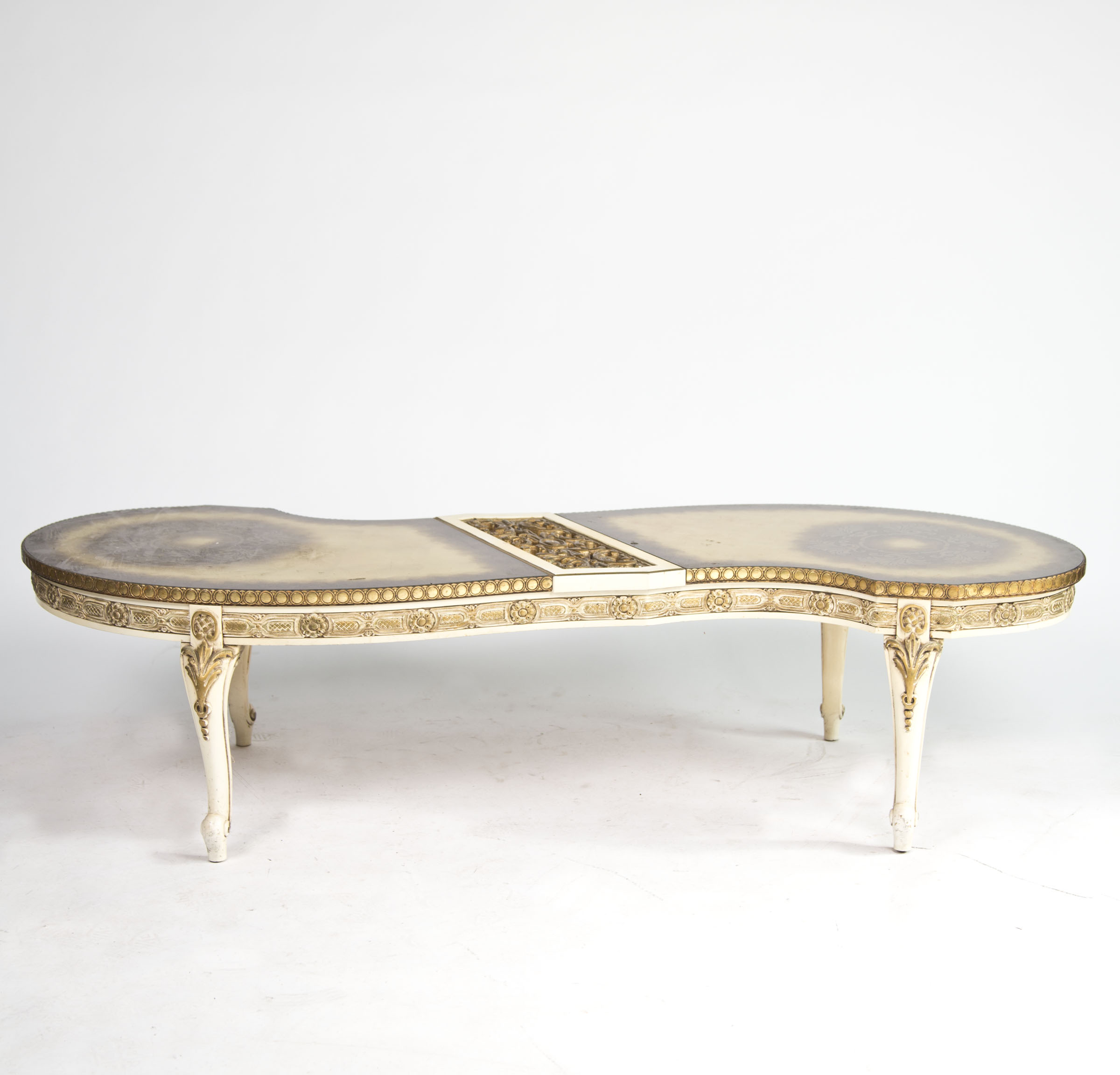 Italian Rococo Style Crème Peinte and Parcel Gilt Coffee Table