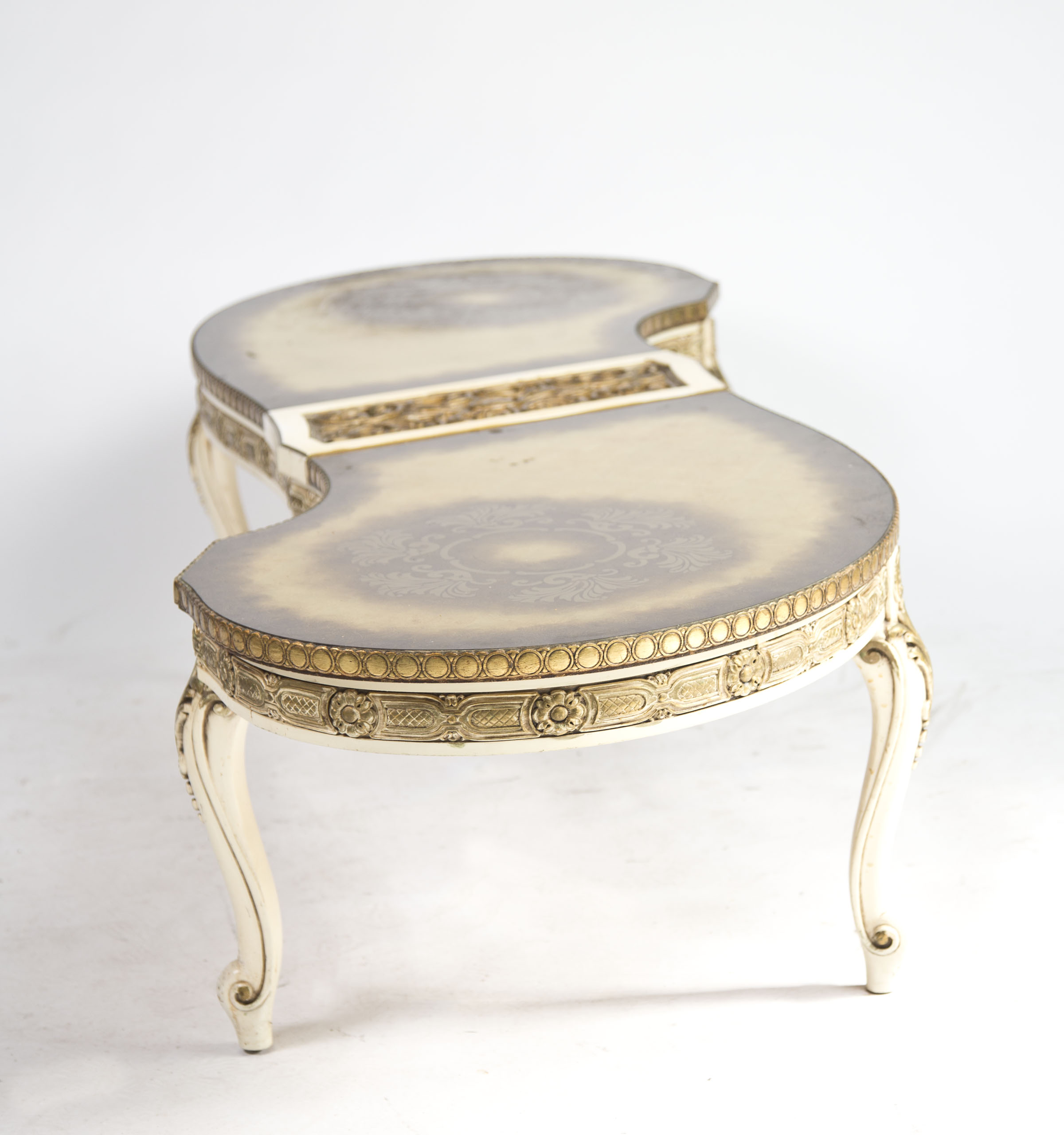 Italian Rococo Style Crème Peinte and Parcel Gilt Coffee Table