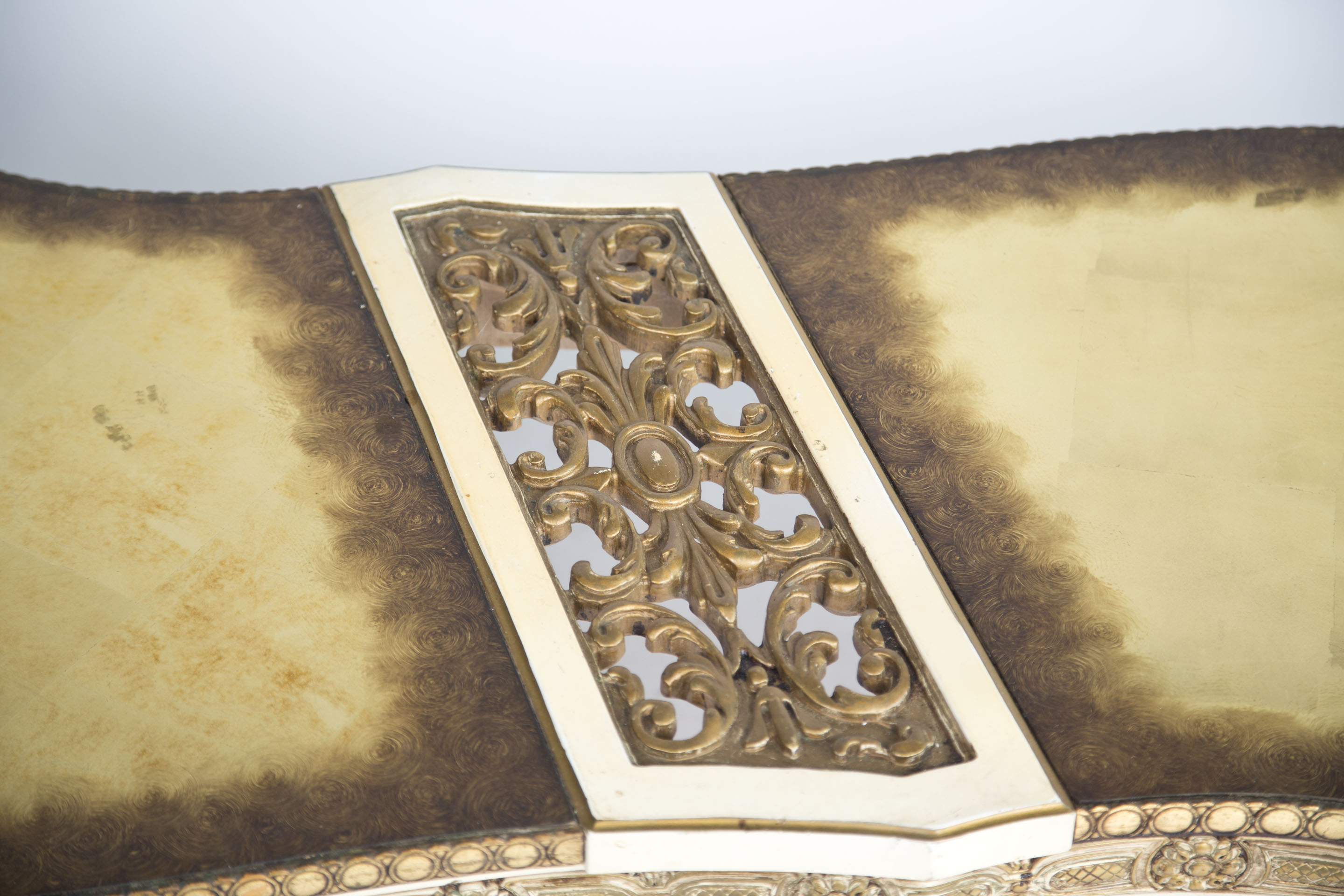 Italian Rococo Style Crème Peinte and Parcel Gilt Coffee Table