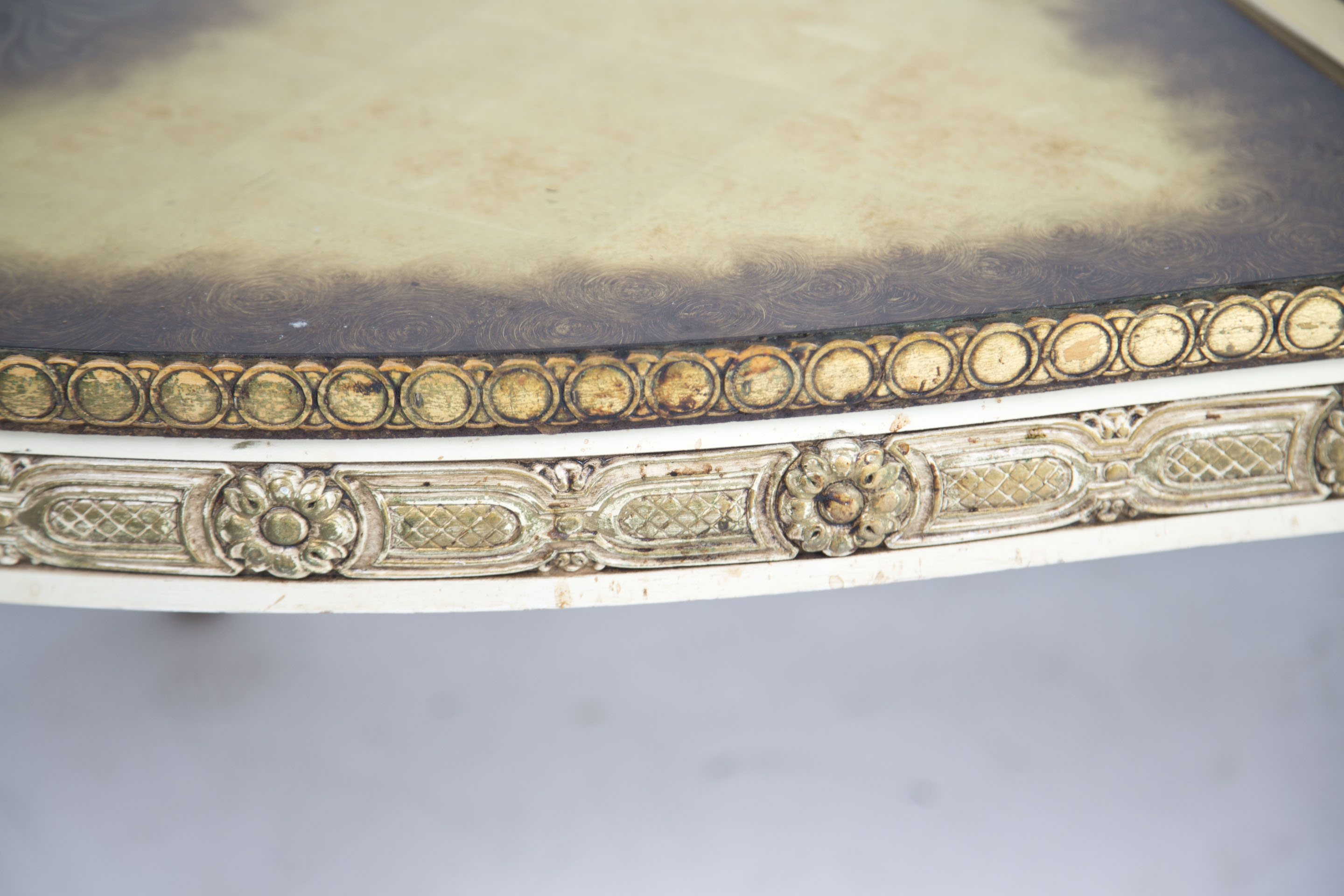 Italian Rococo Style Crème Peinte and Parcel Gilt Coffee Table