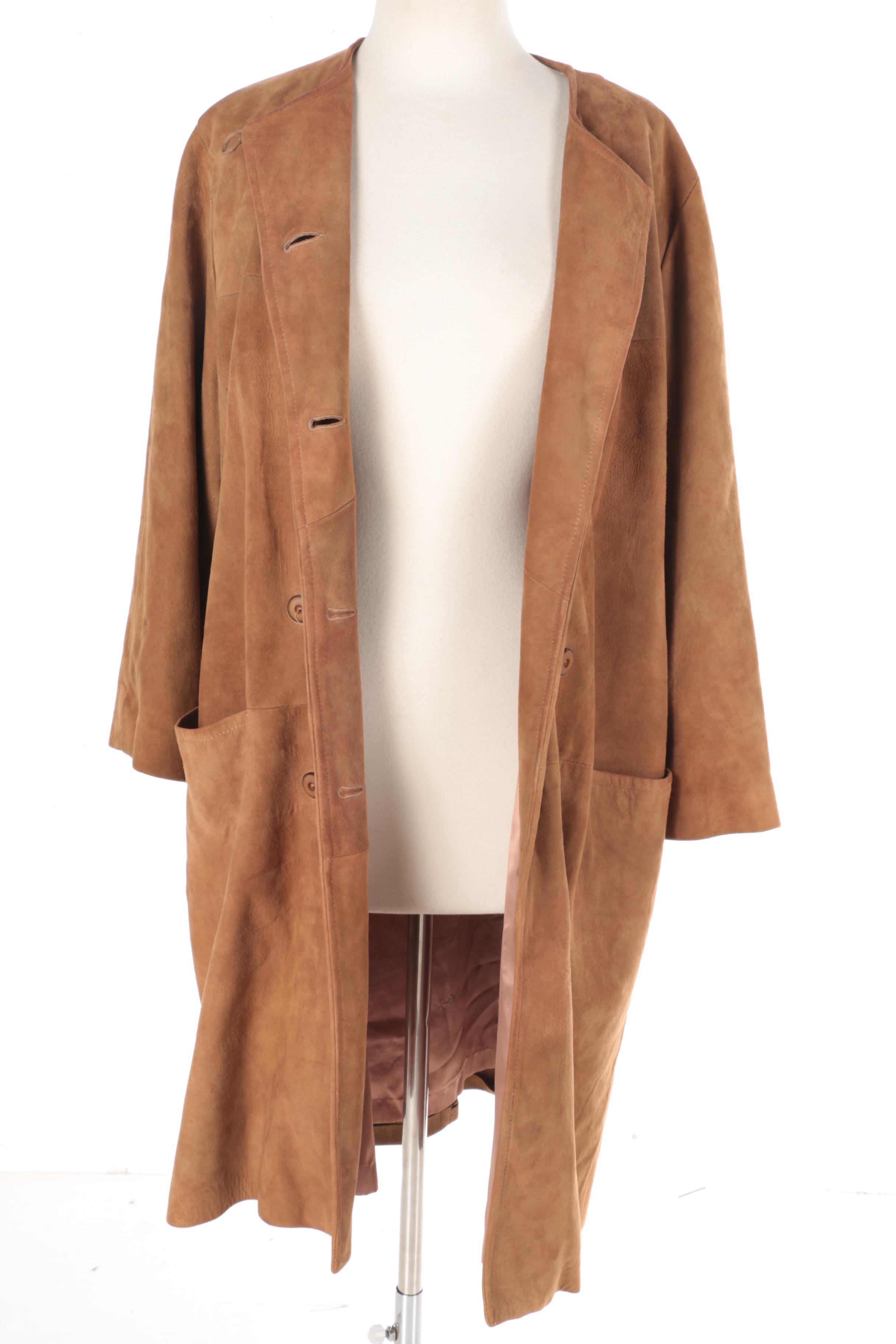 Fur and Leather Coats With Matching Scarf