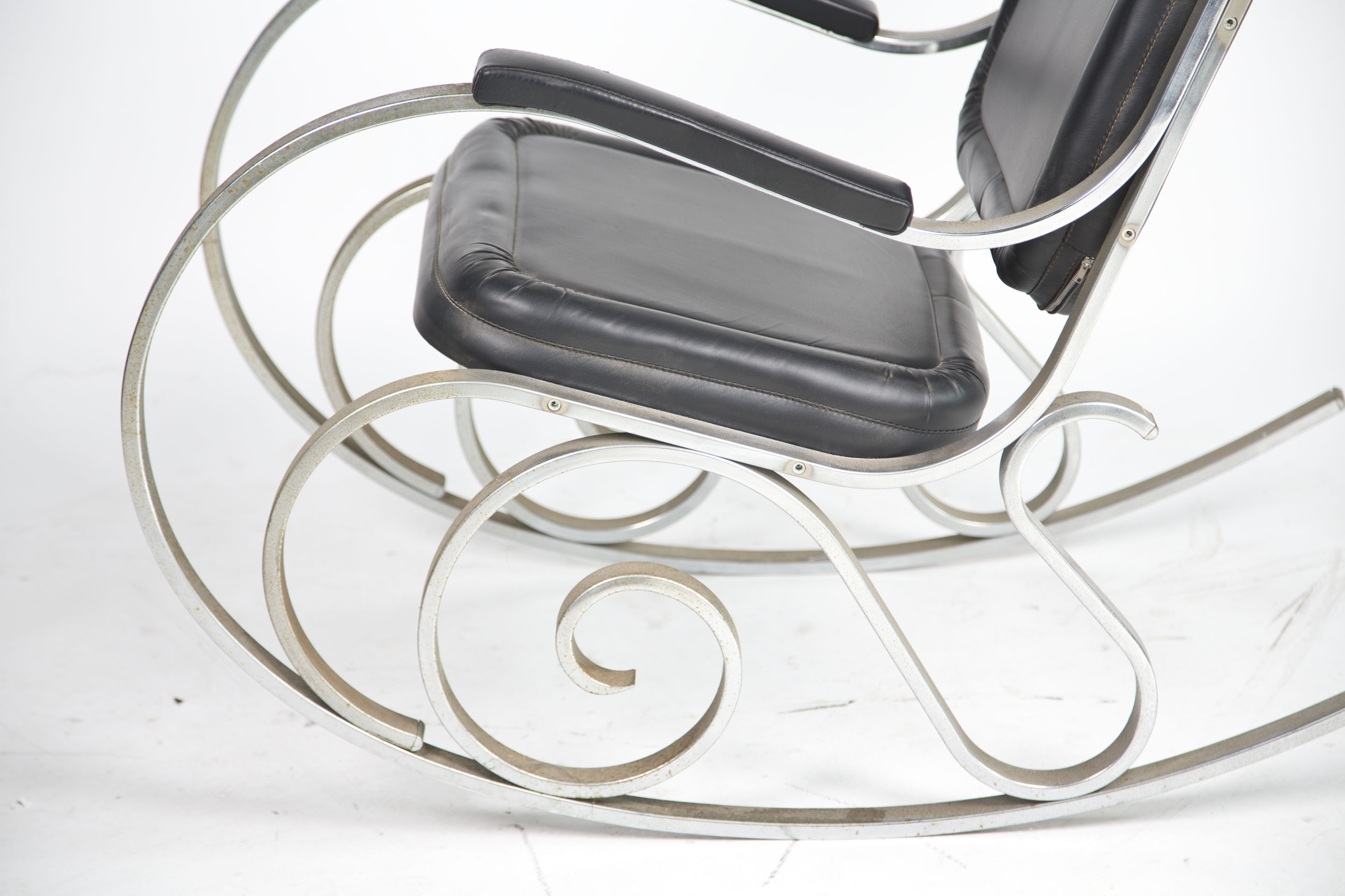 Vintage Modernist Rocking Chair with Scrolled Base