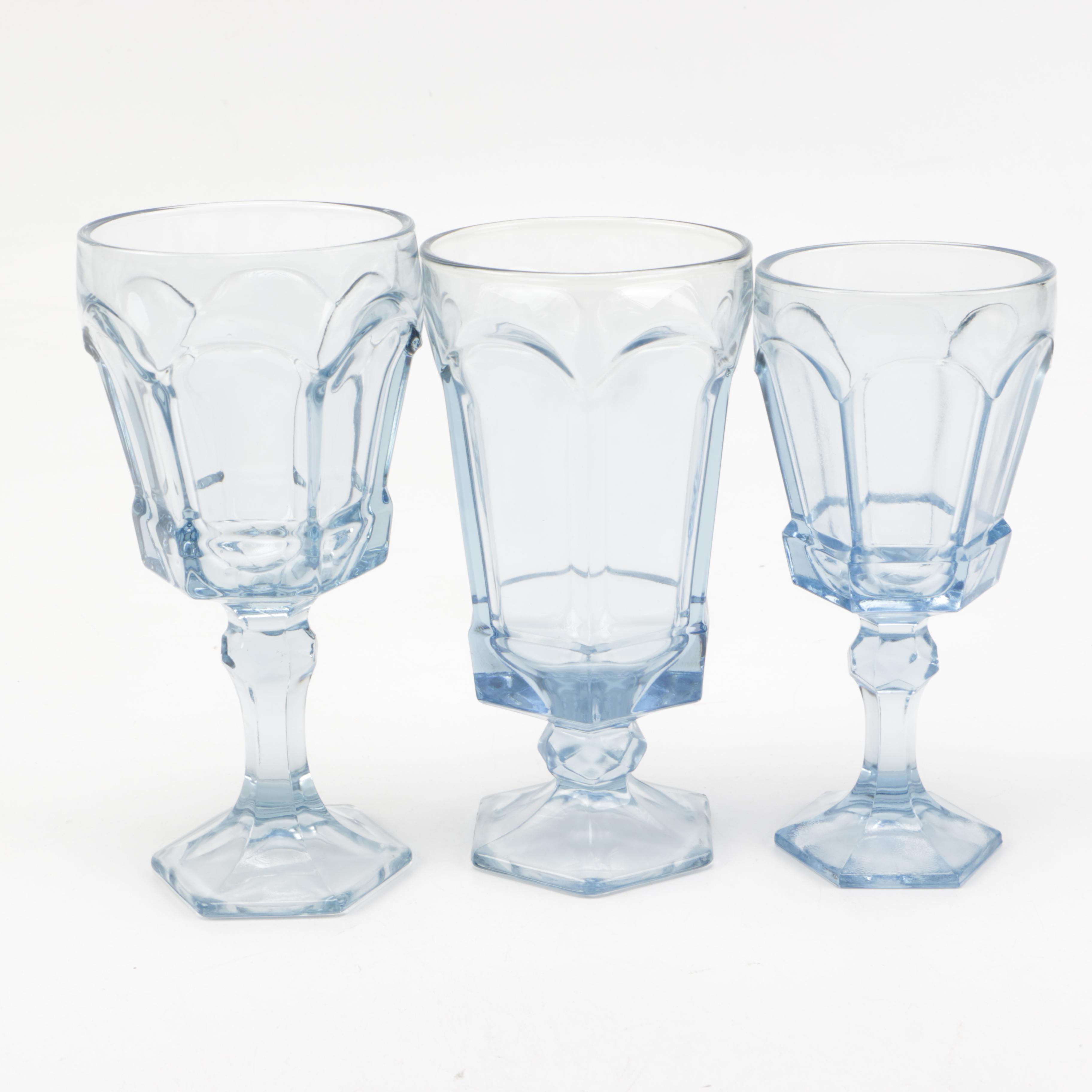 Set of Fostoria "Virginia Light Blue" Glassware
