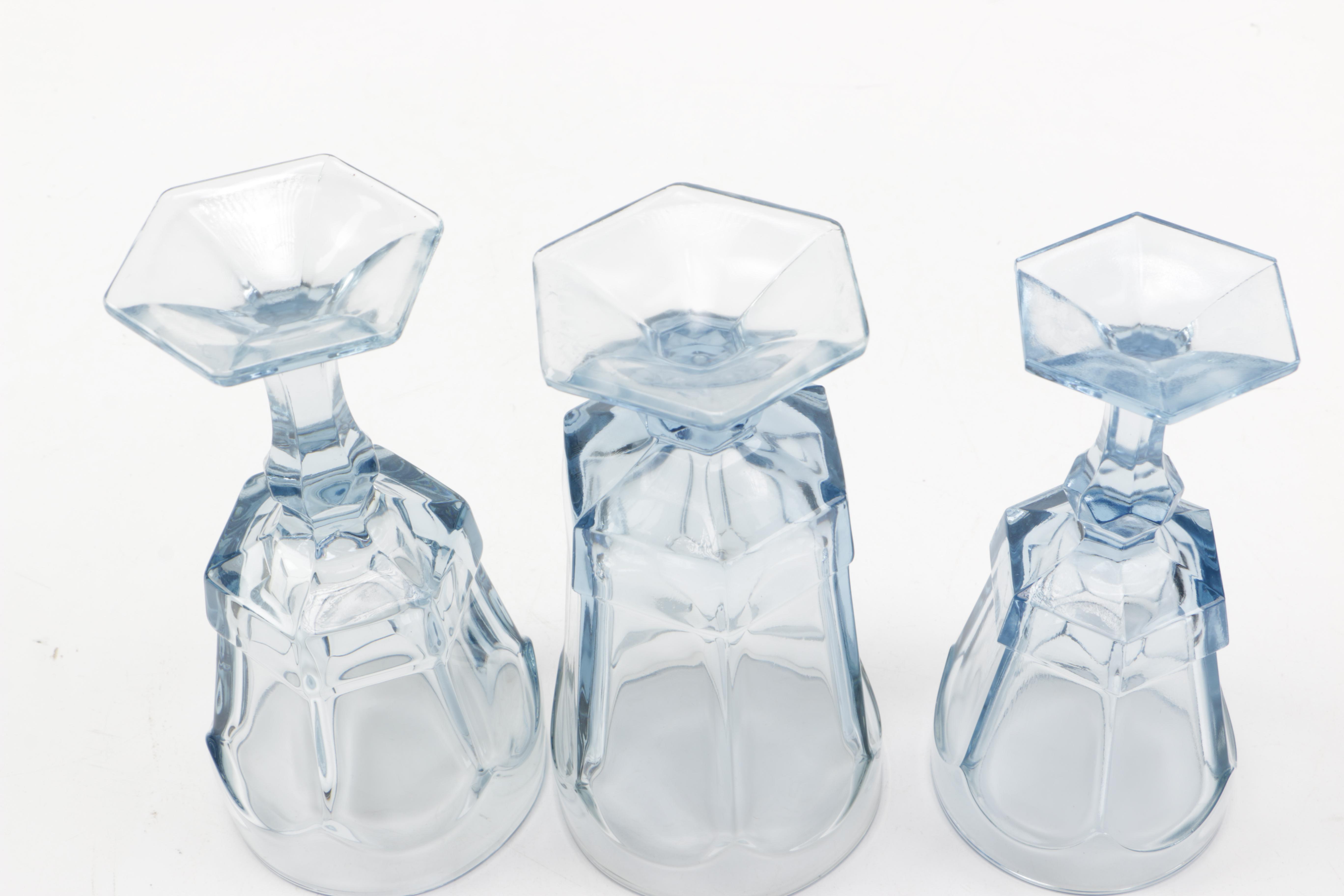 Set of Fostoria "Virginia Light Blue" Glassware