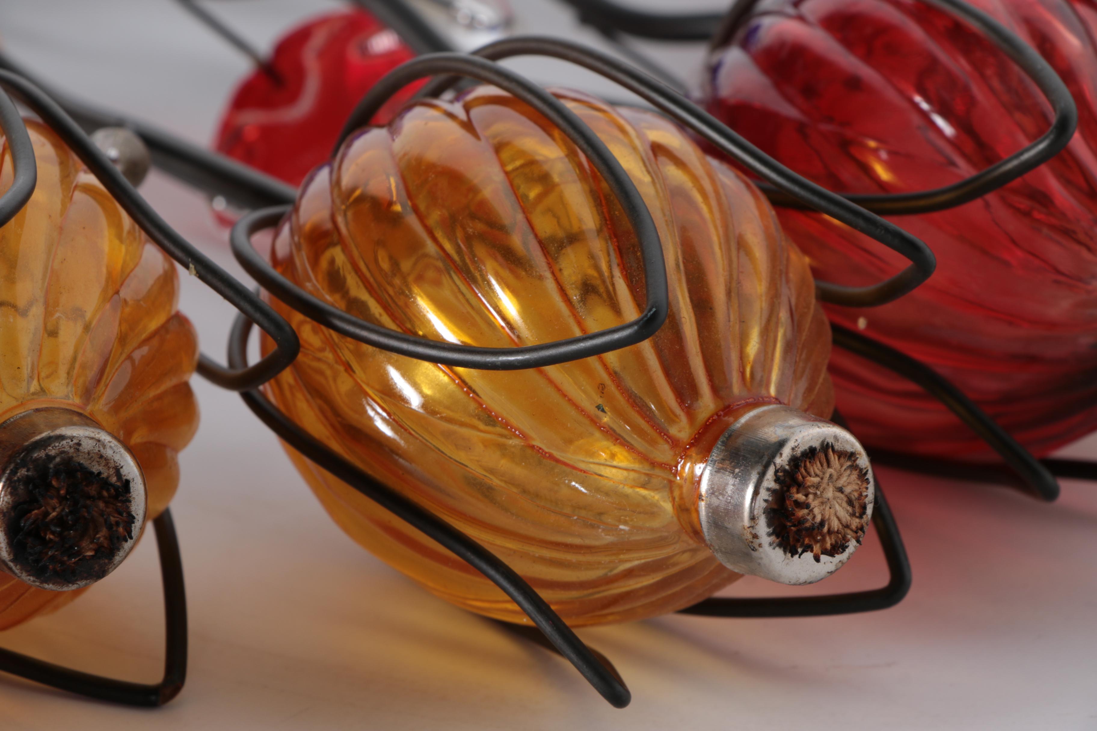 Assorted Blown Glass Lawn Ornaments and Water Dispensers