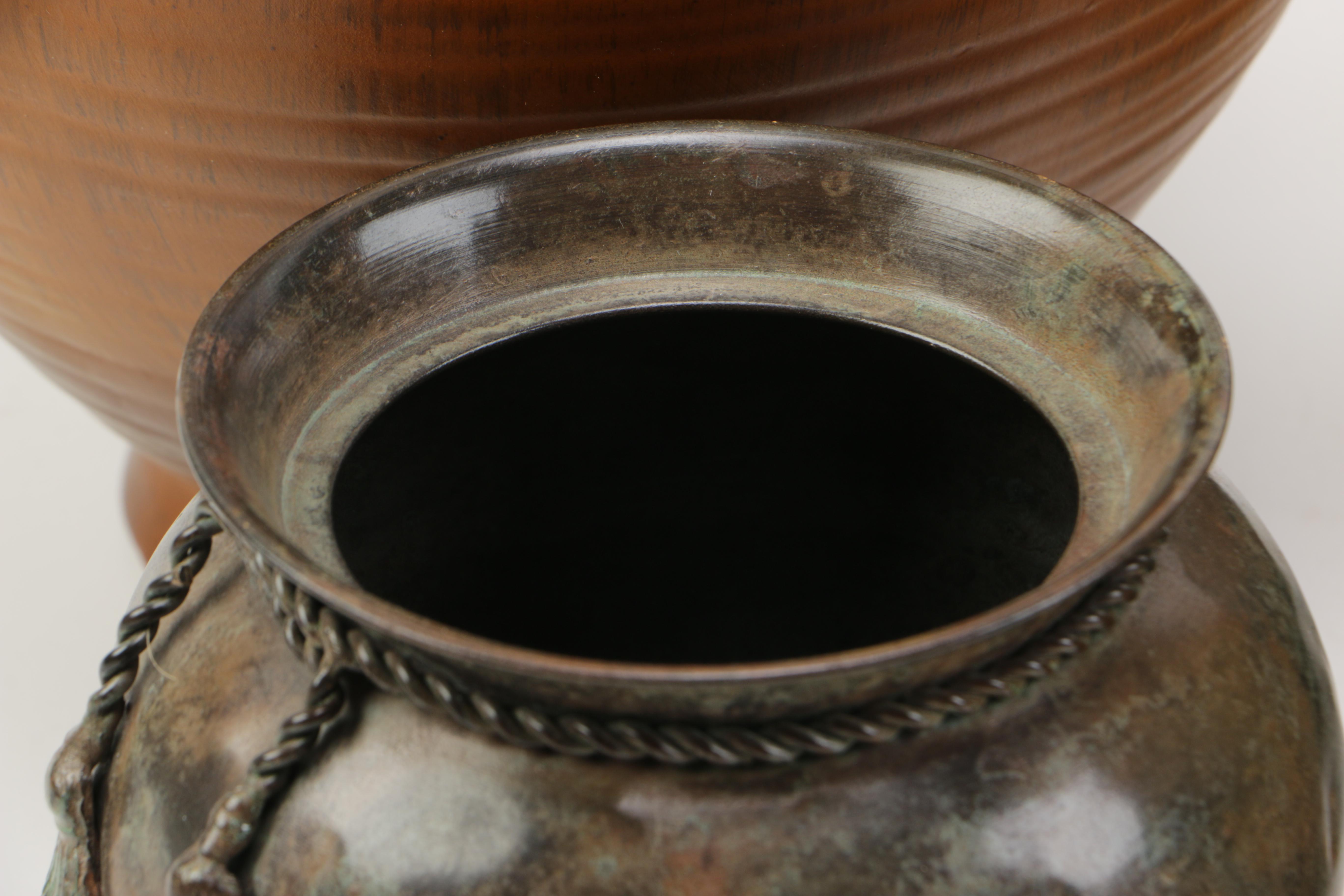 Decorative Earthenware and Metal Urns and Jugs