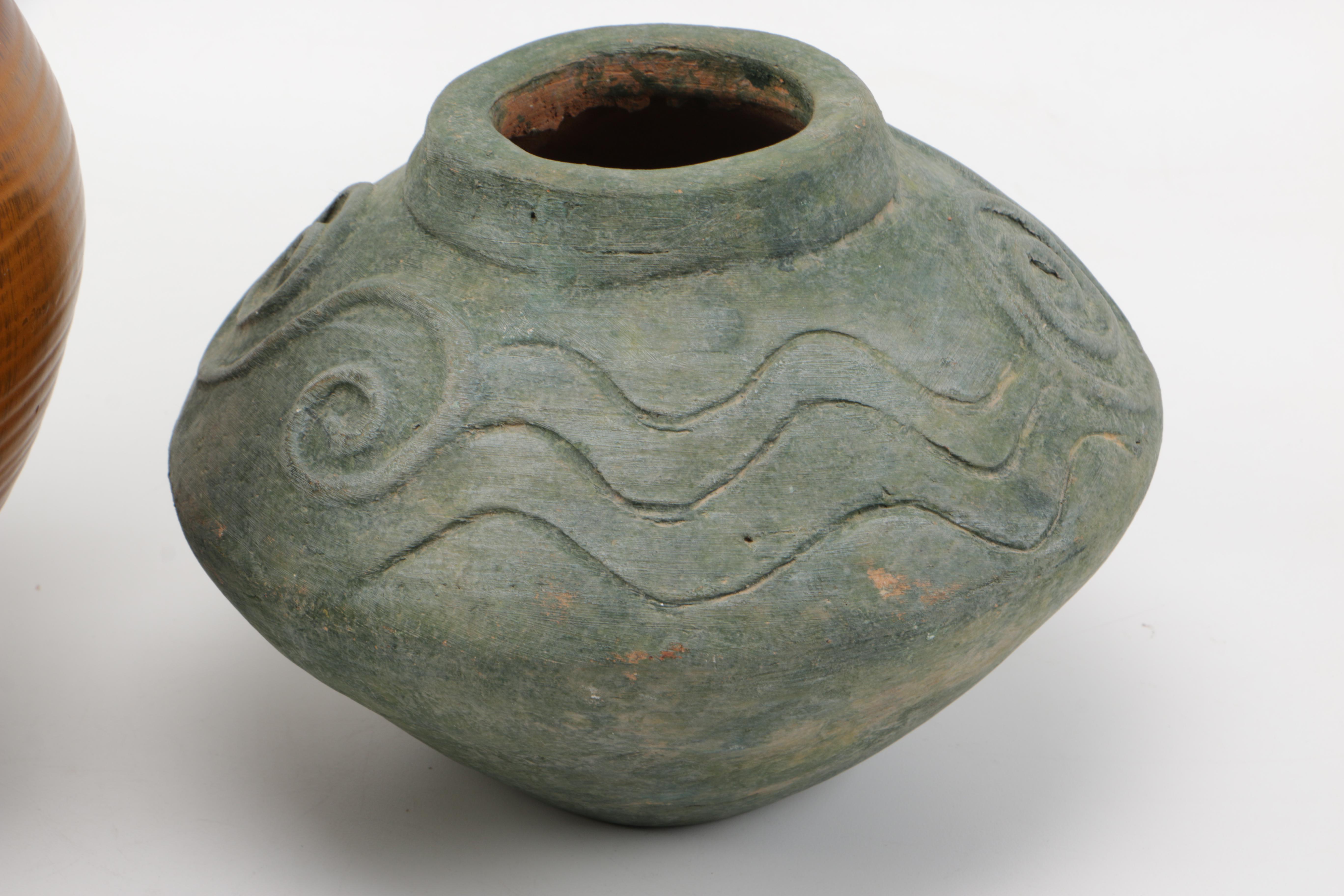 Decorative Earthenware and Metal Urns and Jugs