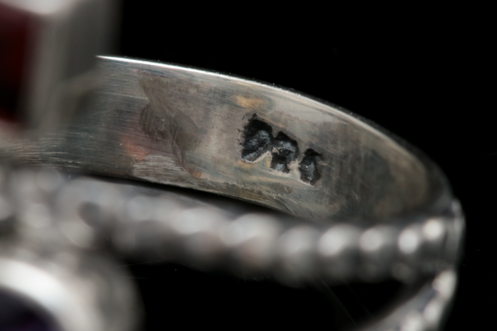 Sterling Silver, Citrine, Garnet and Amethyst Ring