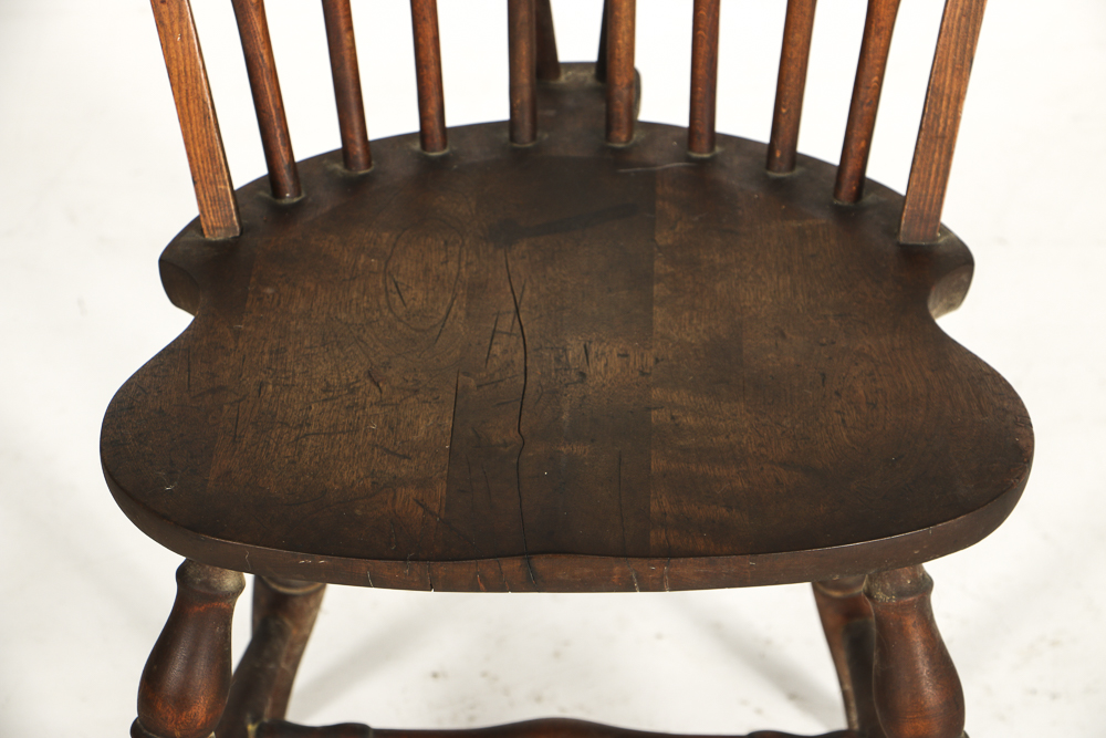 Vintage Mixed Wood Windsor Brace Back Side Chair