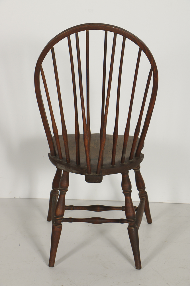 Vintage Mixed Wood Windsor Brace Back Side Chair