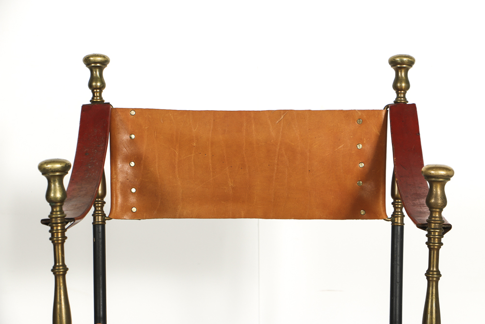 Spanish Metal and Leather Curule Chair