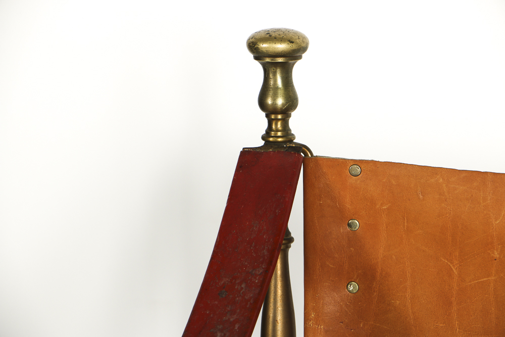Spanish Metal and Leather Curule Chair