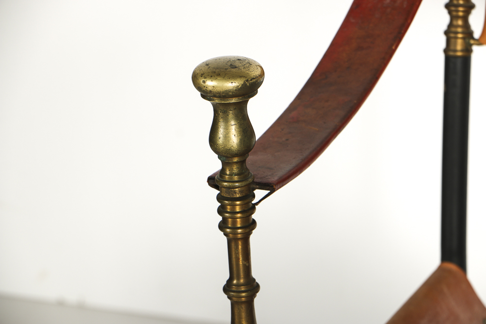 Spanish Metal and Leather Curule Chair
