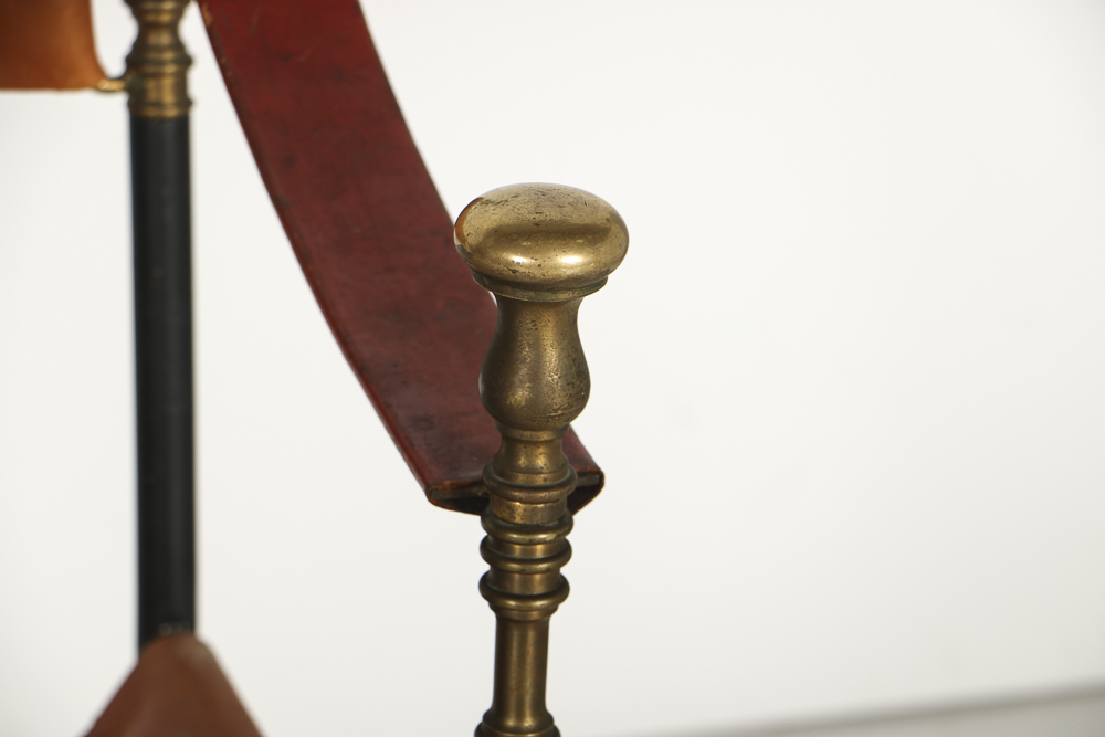 Spanish Metal and Leather Curule Chair