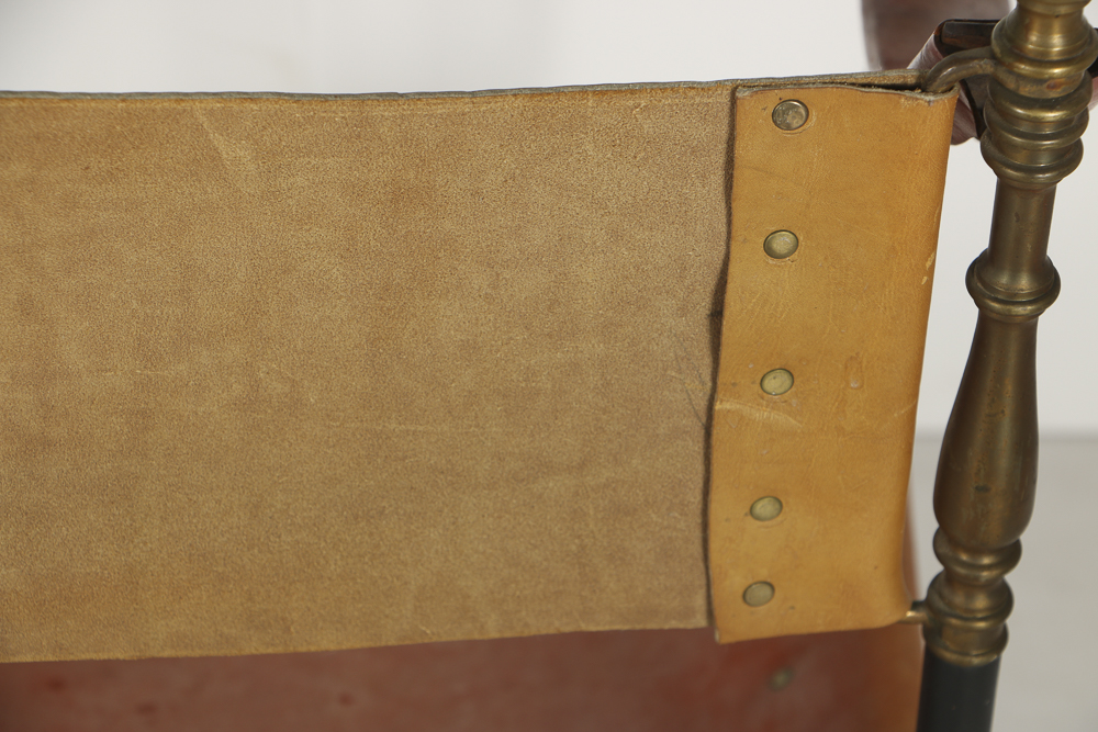 Spanish Metal and Leather Curule Chair