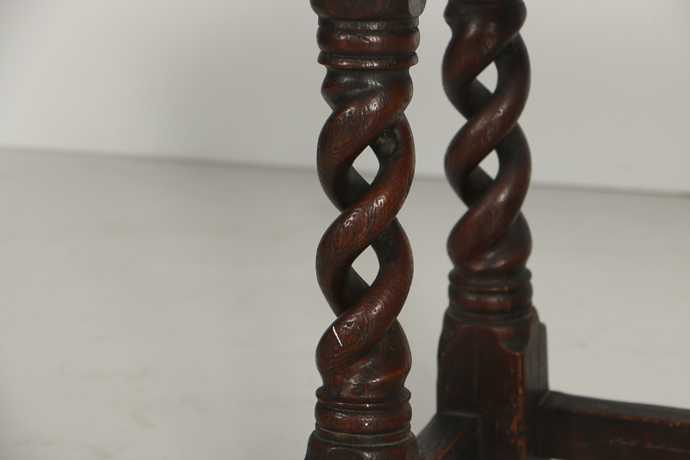 19th Century Double Barley Twist Oak Bench