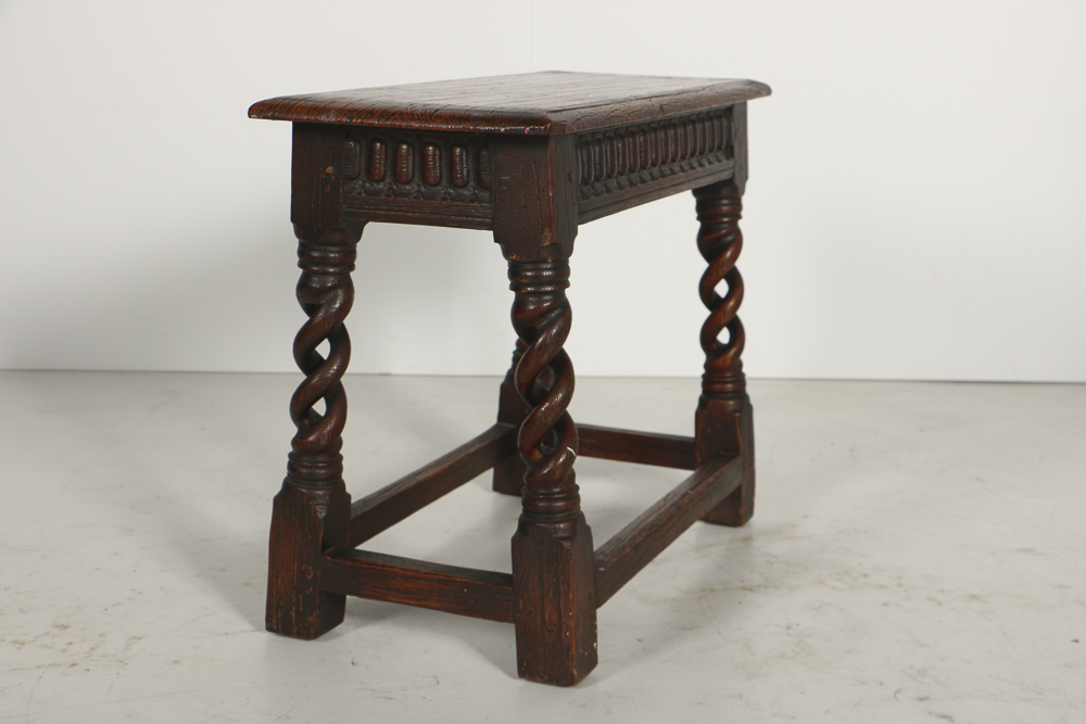 19th Century Double Barley Twist Oak Bench