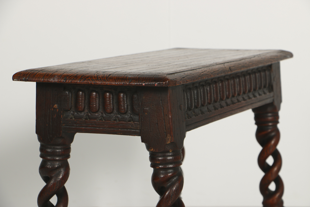 19th Century Double Barley Twist Oak Bench