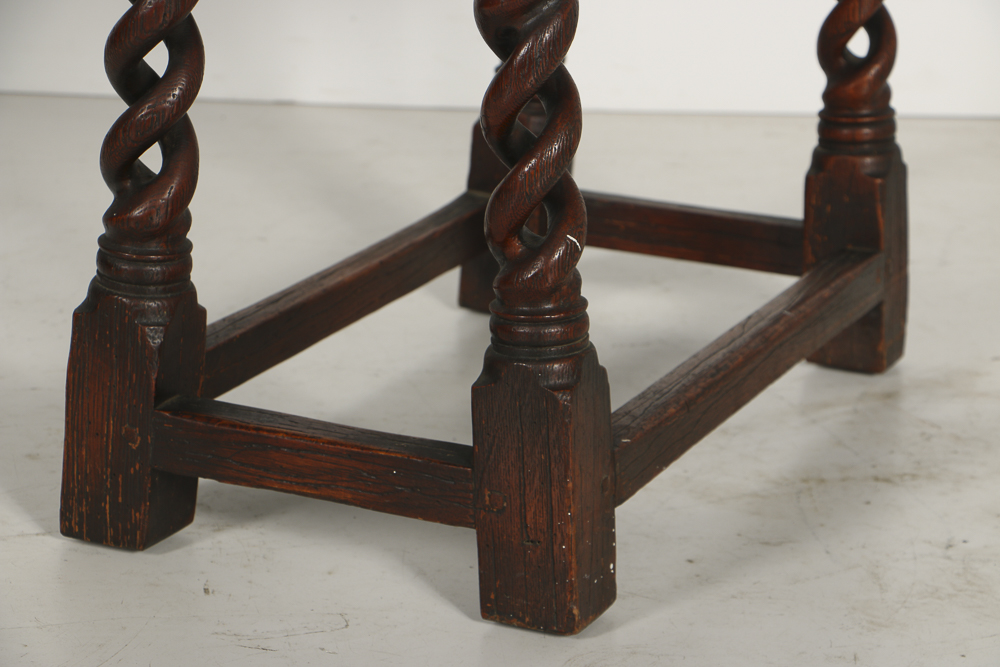 19th Century Double Barley Twist Oak Bench