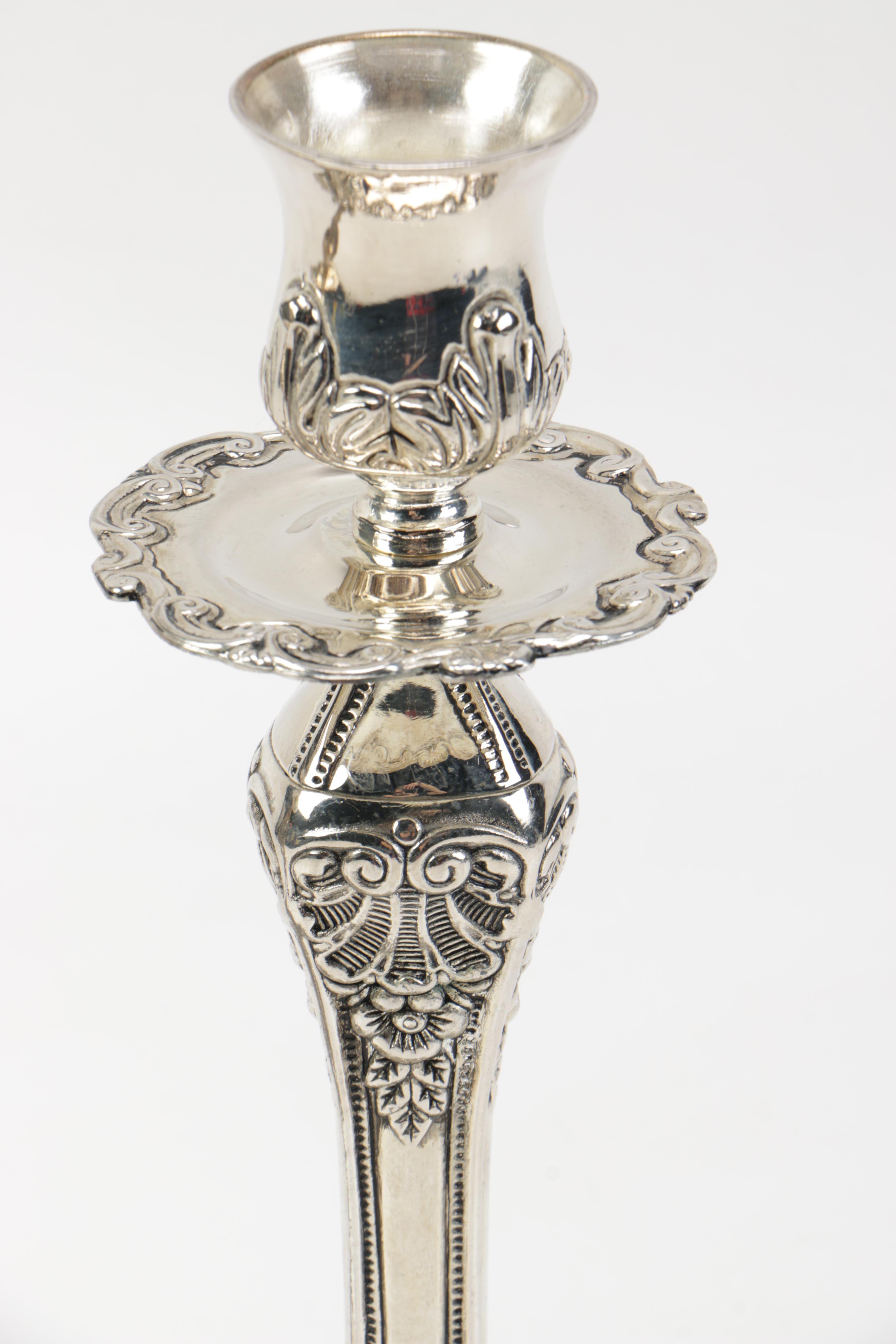 Studio Silversmiths Ornate Rococo Style Silver Plate Candlesticks