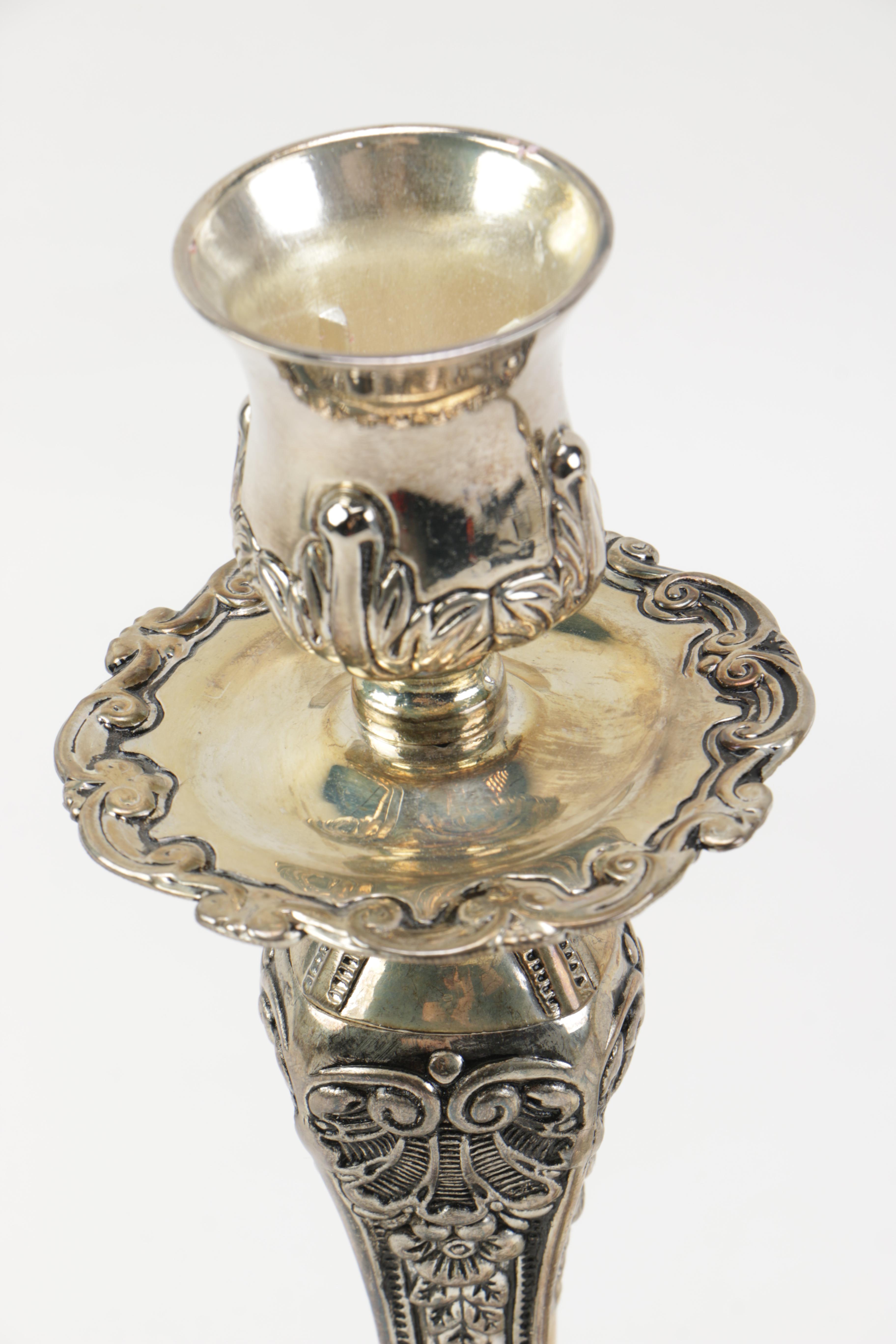 Studio Silversmiths Ornate Rococo Style Silver Plate Candlesticks