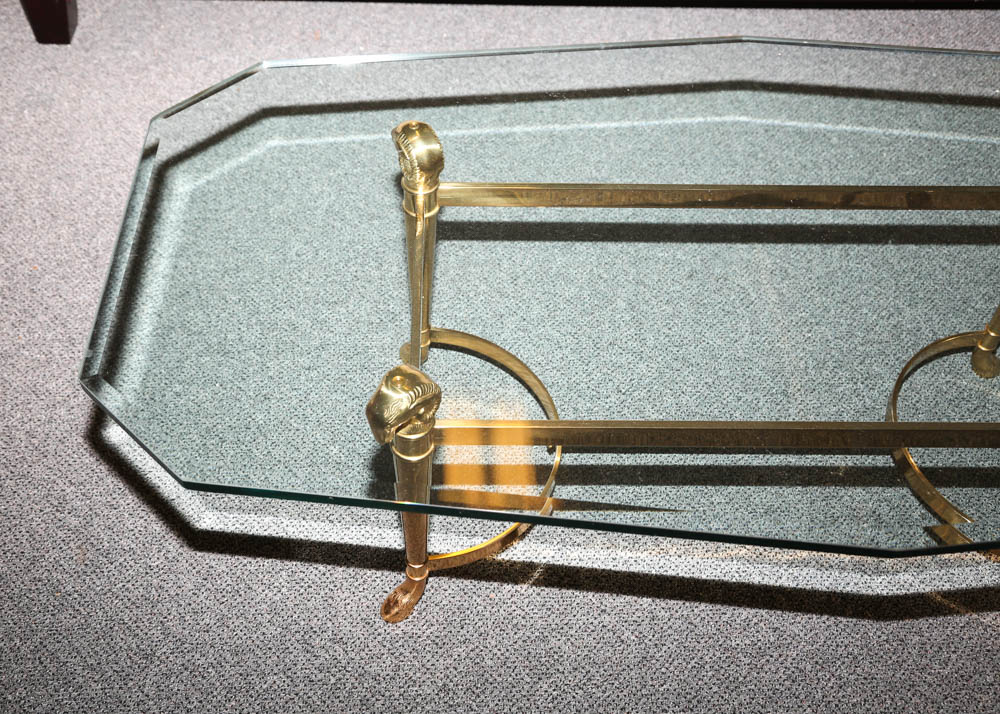 La Barge Hollywood Regency Style Ram's Head Cocktail Table