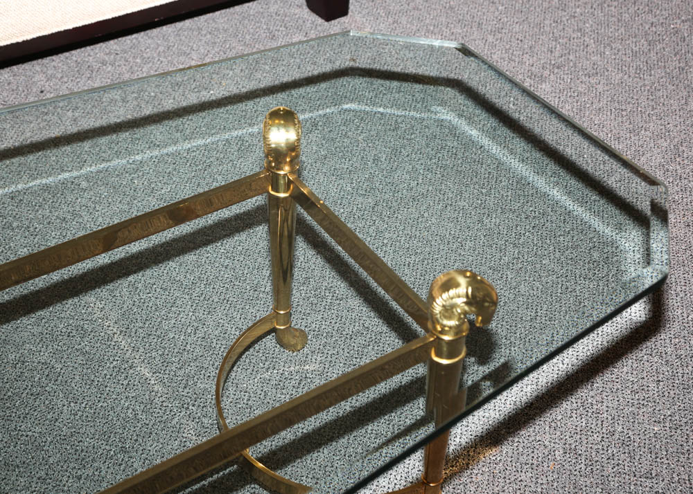 La Barge Hollywood Regency Style Ram's Head Cocktail Table