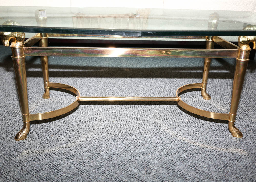 La Barge Hollywood Regency Style Ram's Head Cocktail Table