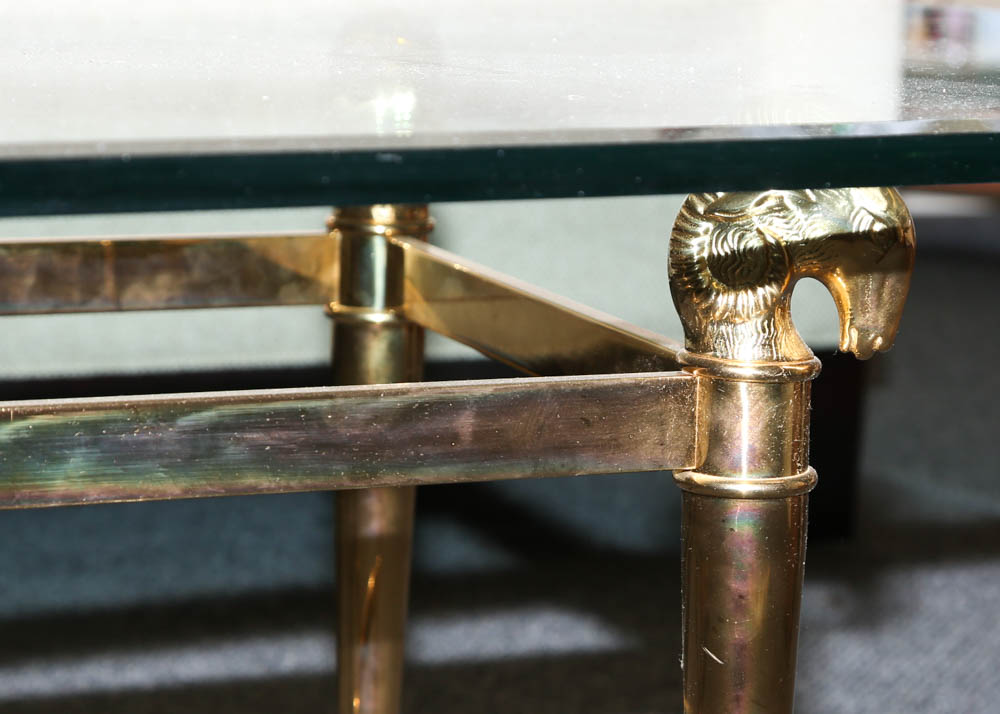 La Barge Hollywood Regency Style Ram's Head Cocktail Table