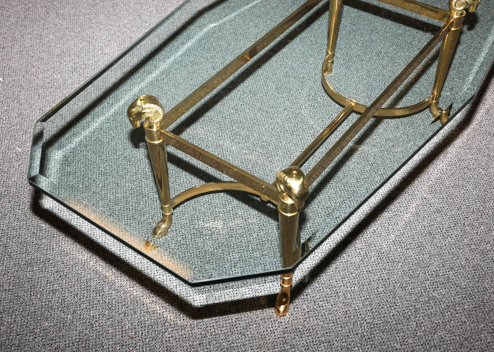 La Barge Hollywood Regency Style Ram's Head Cocktail Table