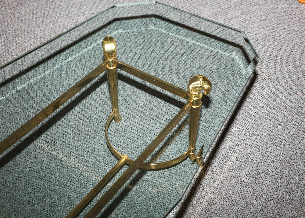 La Barge Hollywood Regency Style Ram's Head Cocktail Table