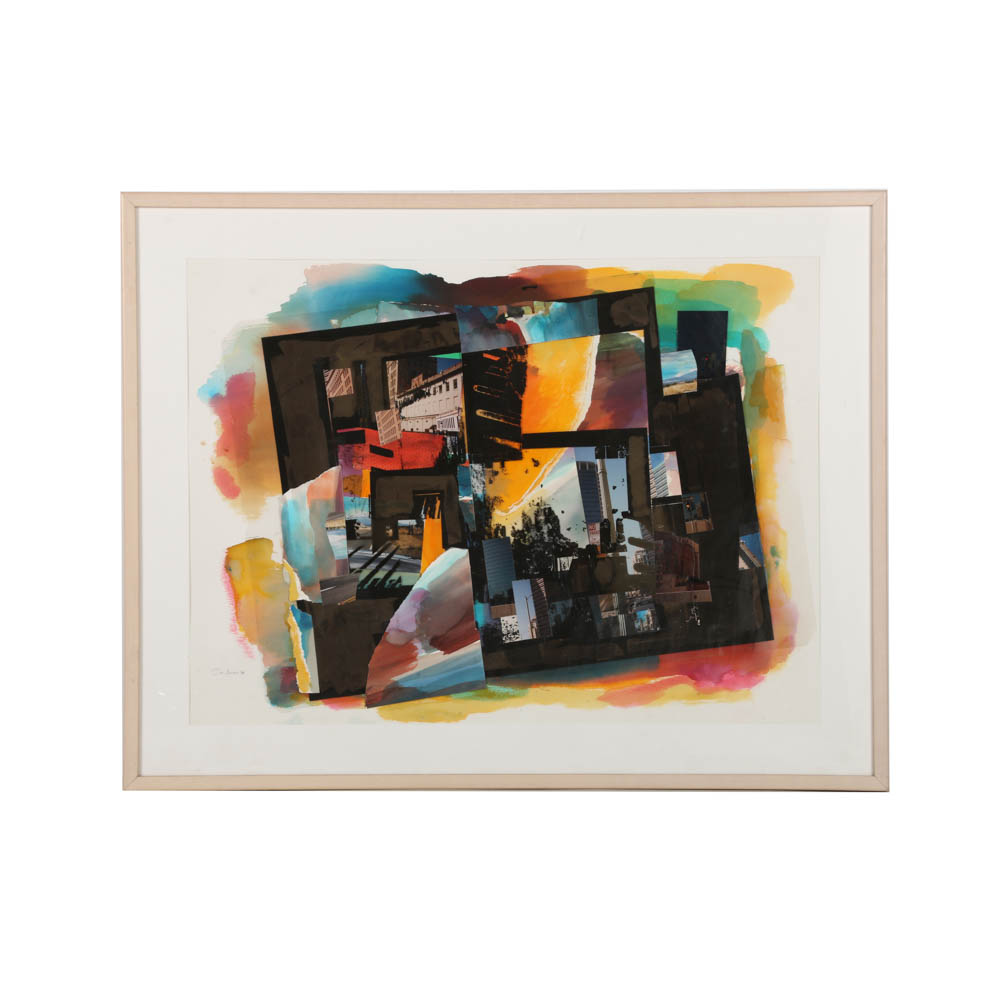 Don Werner Abstract Mixed Media Collage on Paper